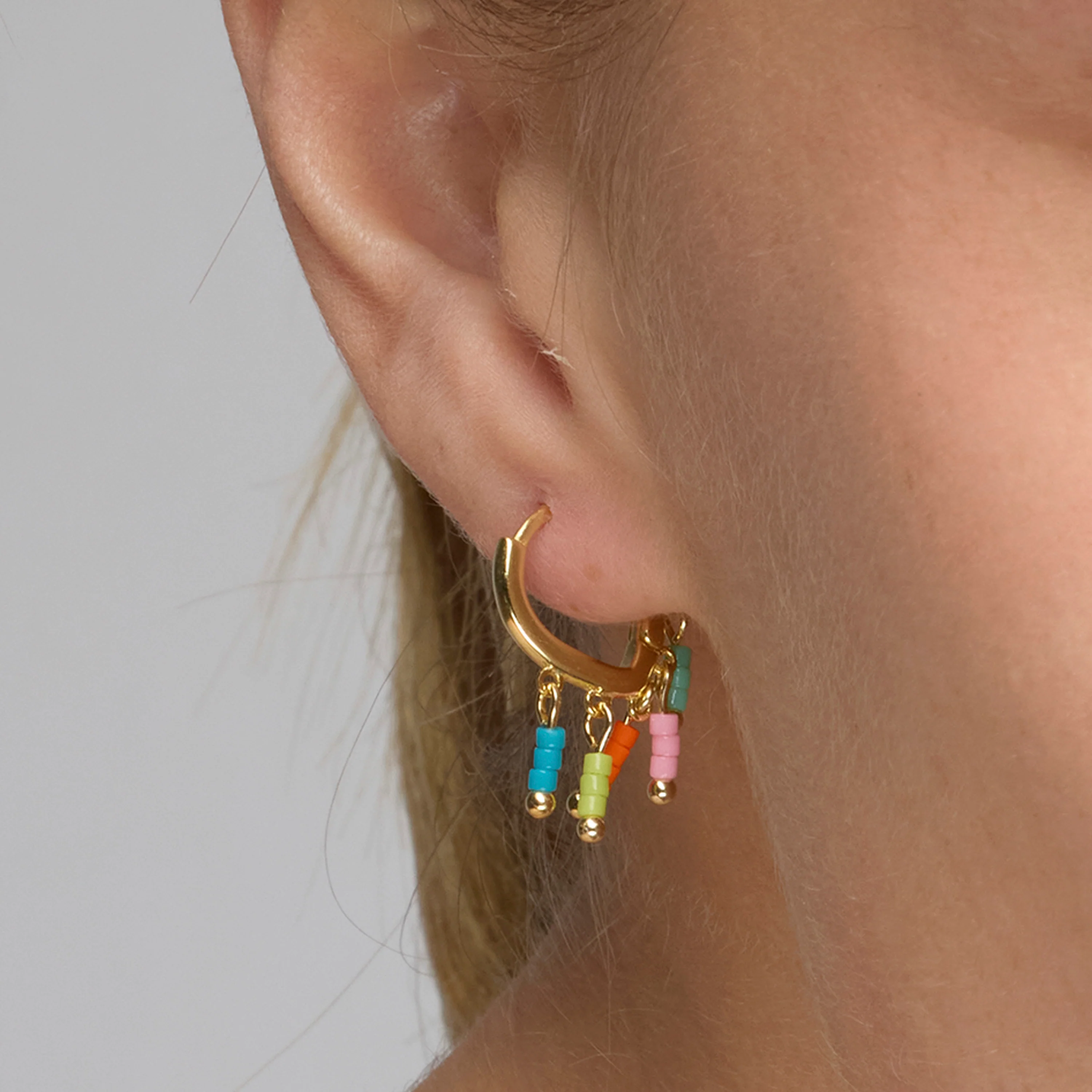 Pendientes de Plata de Ley 925 y Lacado Multicolor acabado oro amarillo de 18k - Mandel - Image 4