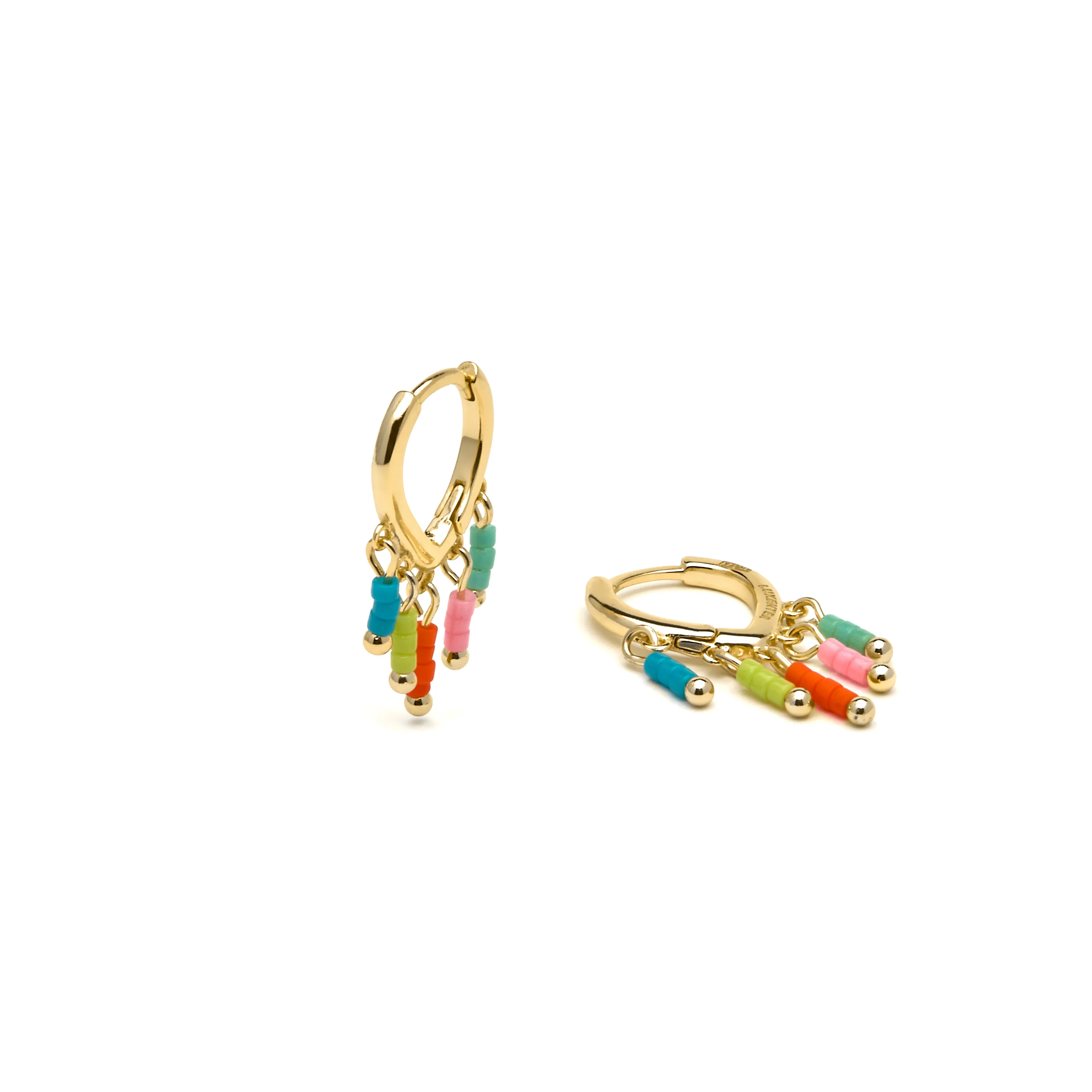 Pendientes de Plata de Ley 925 y Lacado Multicolor acabado oro amarillo de 18k - Mandel - Image 5