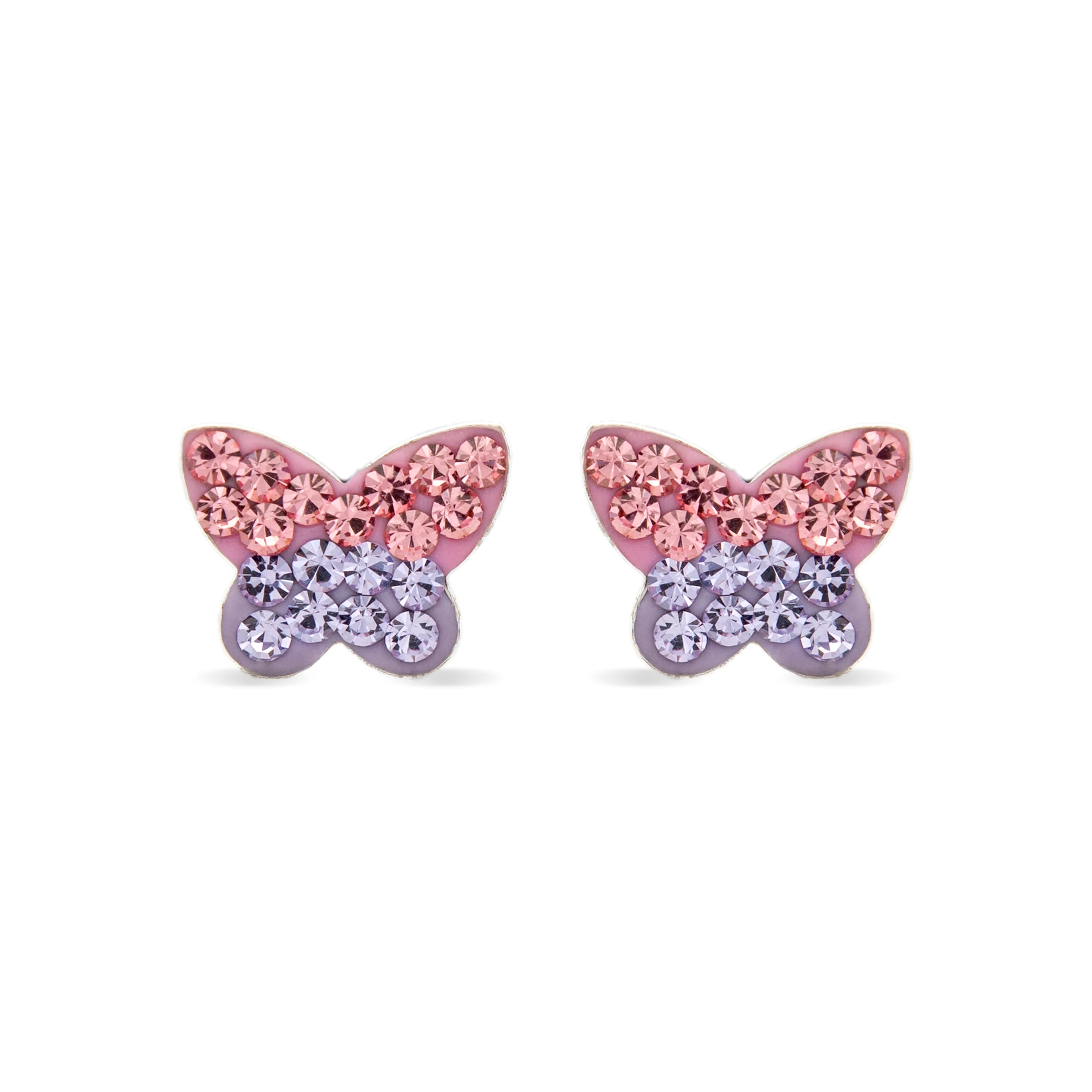 Pendientes de Plata de Ley 925 con Circonita Multicolor acabados en rodio - Mariposa