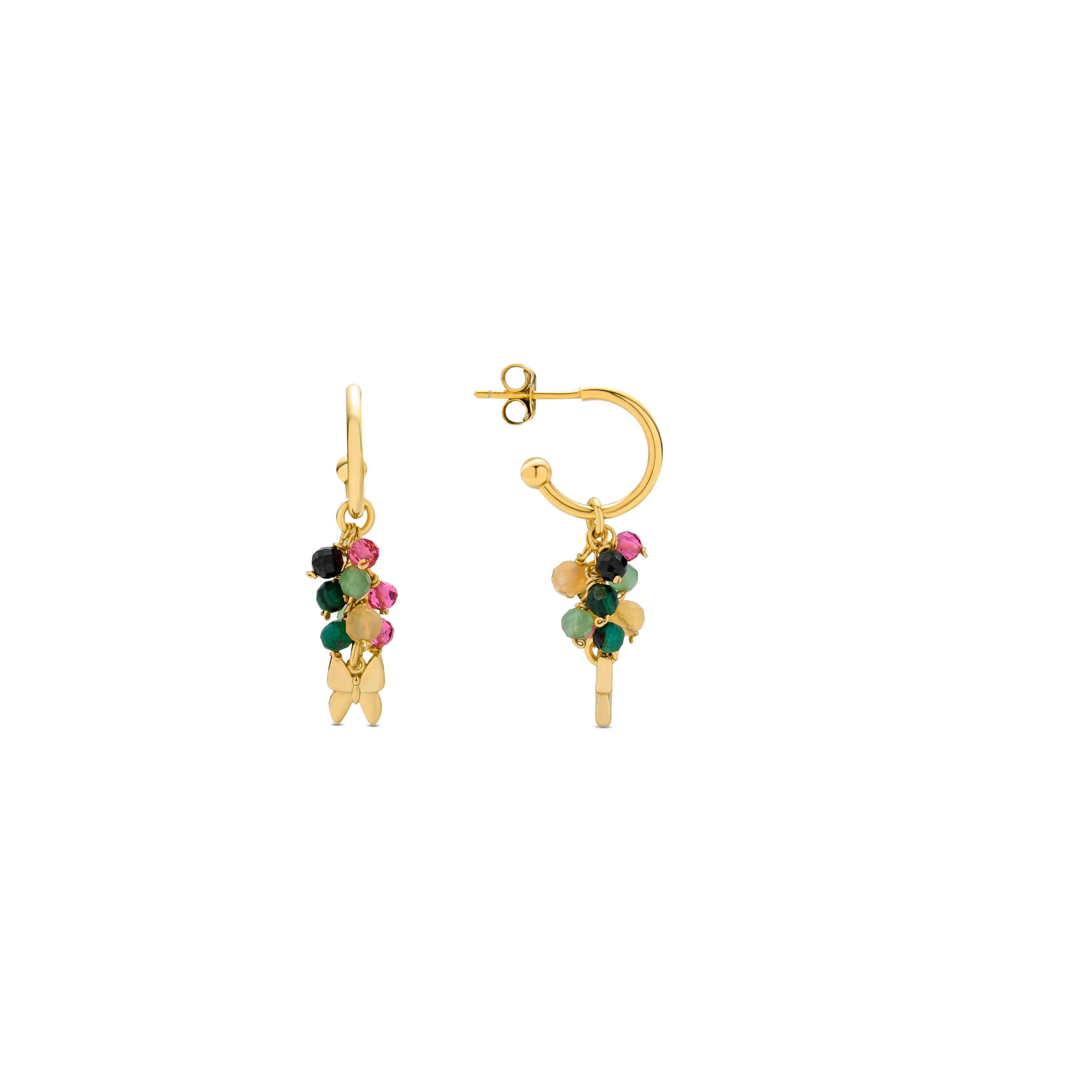Pendientes de Plata de Ley 925 con Cristal Multicolor acabados en oro amarillo 18K - Mariposa
