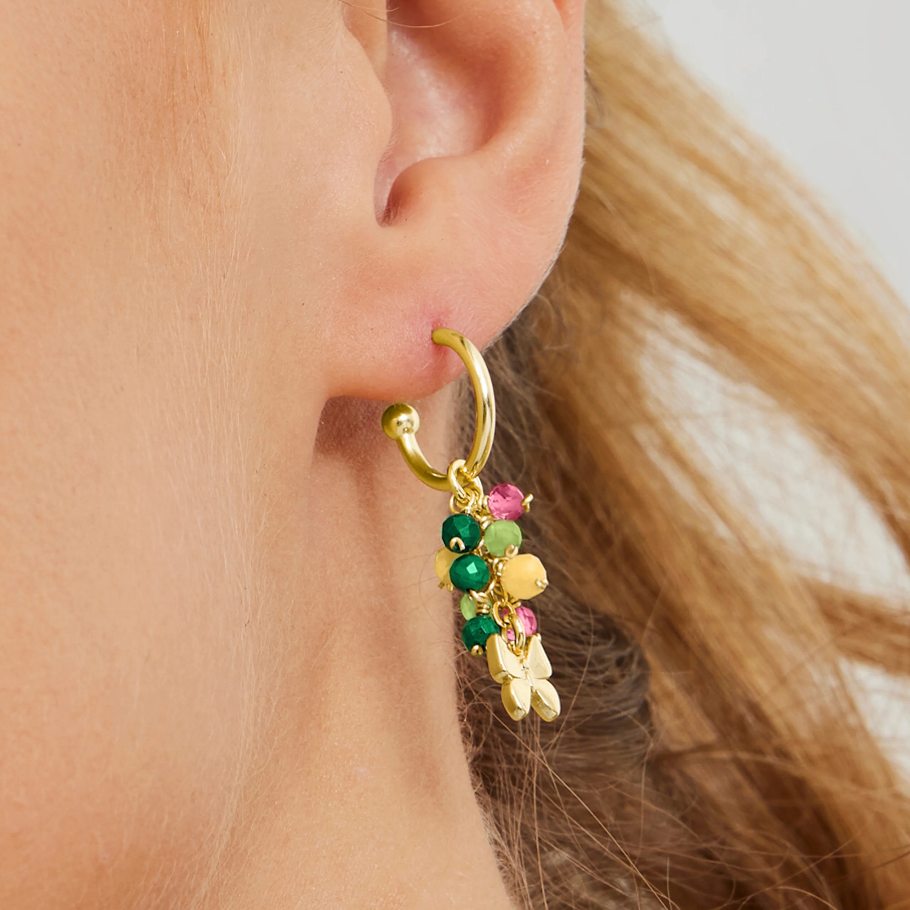 Pendientes de Plata de Ley 925 con Cristal Multicolor acabados en oro amarillo 18K - Mariposa - Image 3