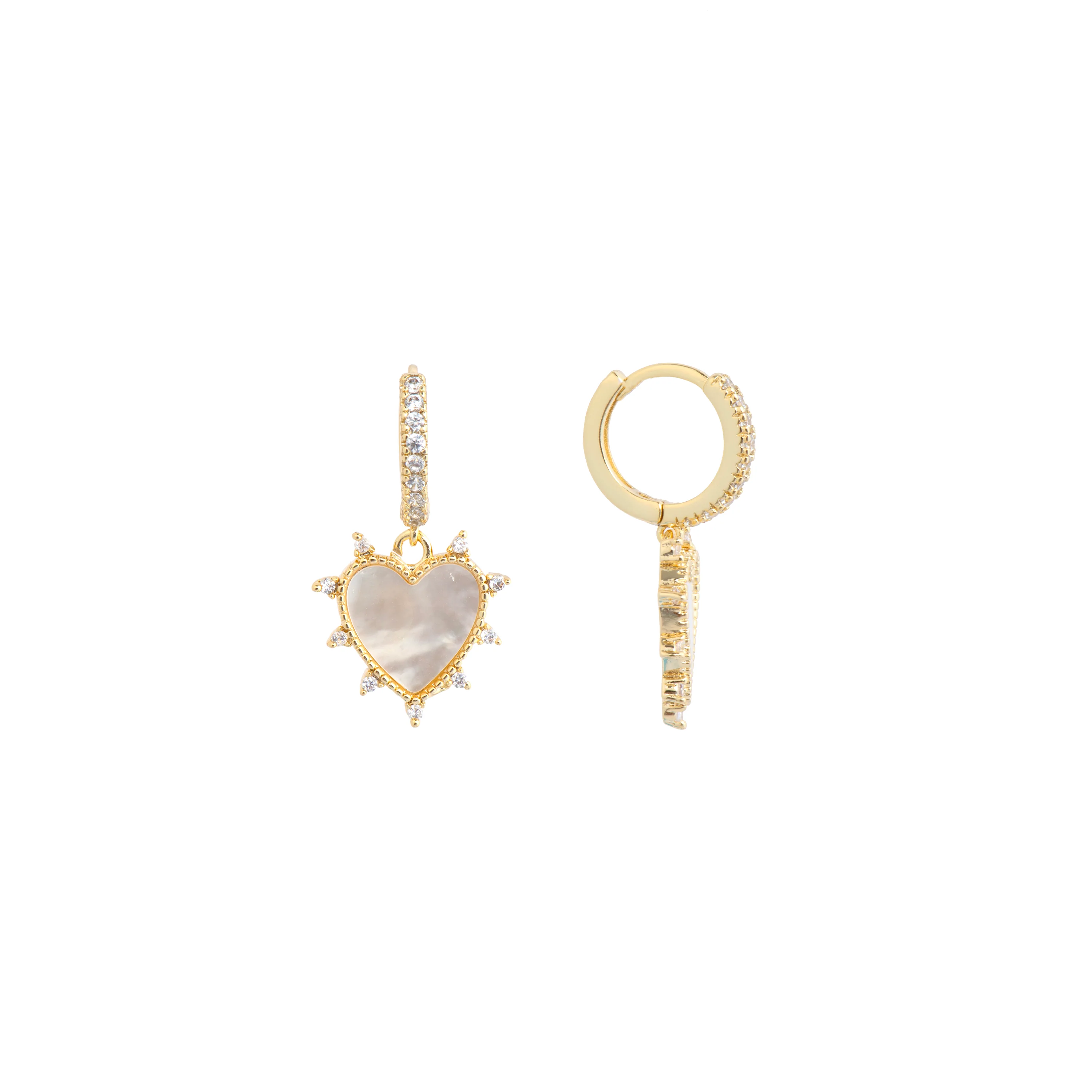 Pendientes acabado oro amarillo de 18k y Madreperla Blanca - Marloi