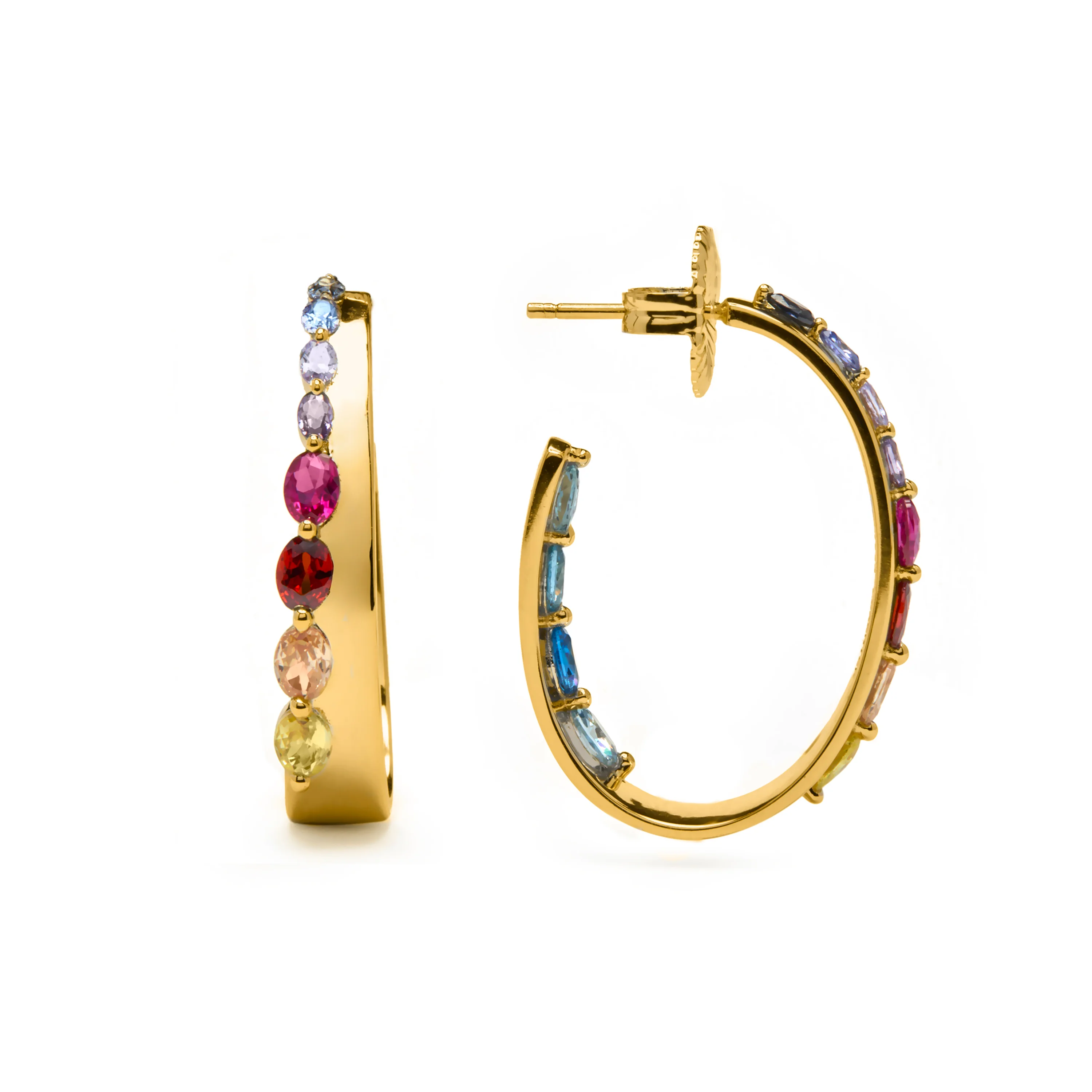 Pendientes de Plata de Ley 925 y Circonita Multicolor acabado en oro amarillo 18k - Maskai