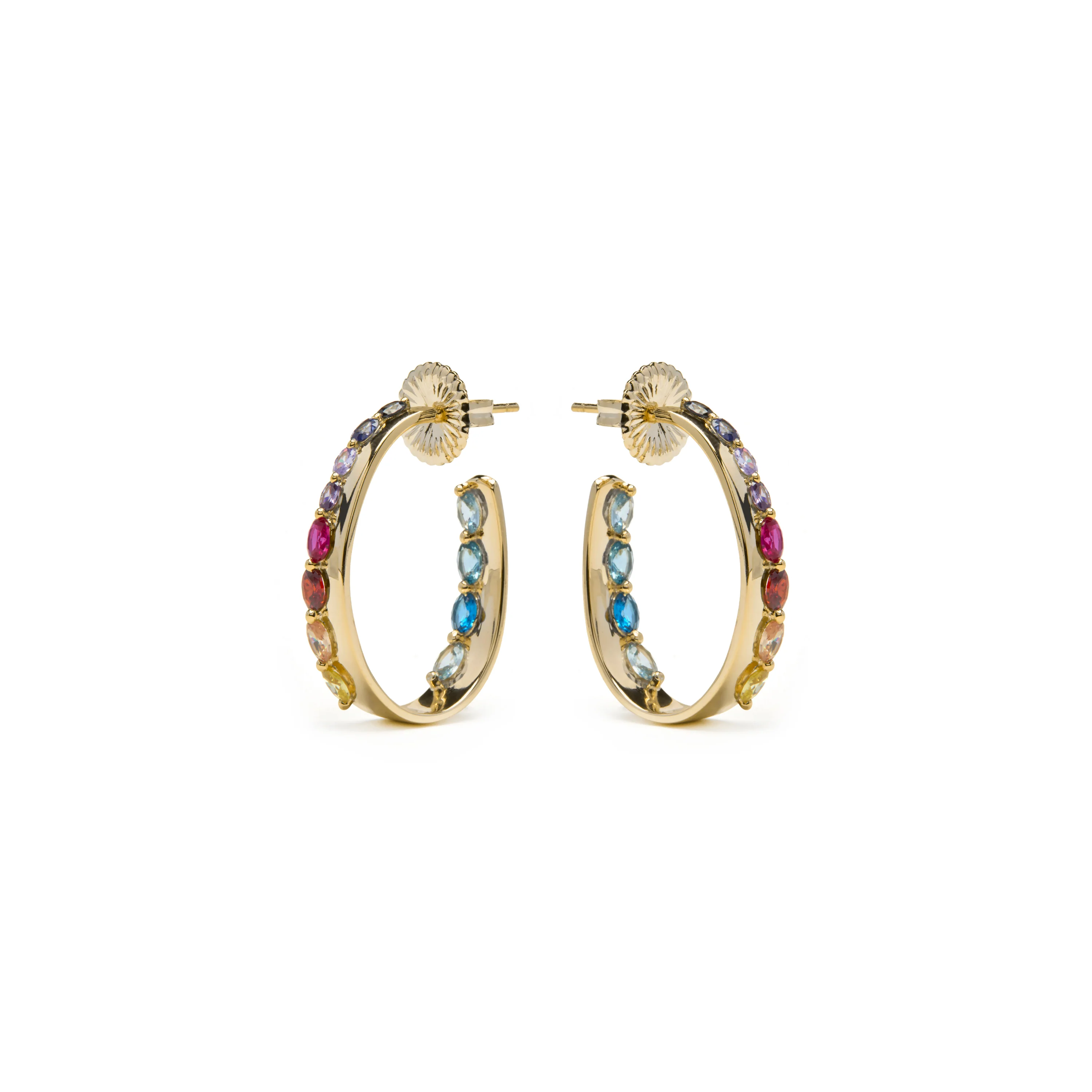 Pendientes de Plata de Ley 925 y Circonita Multicolor acabado en oro amarillo 18k - Maskai - Image 3
