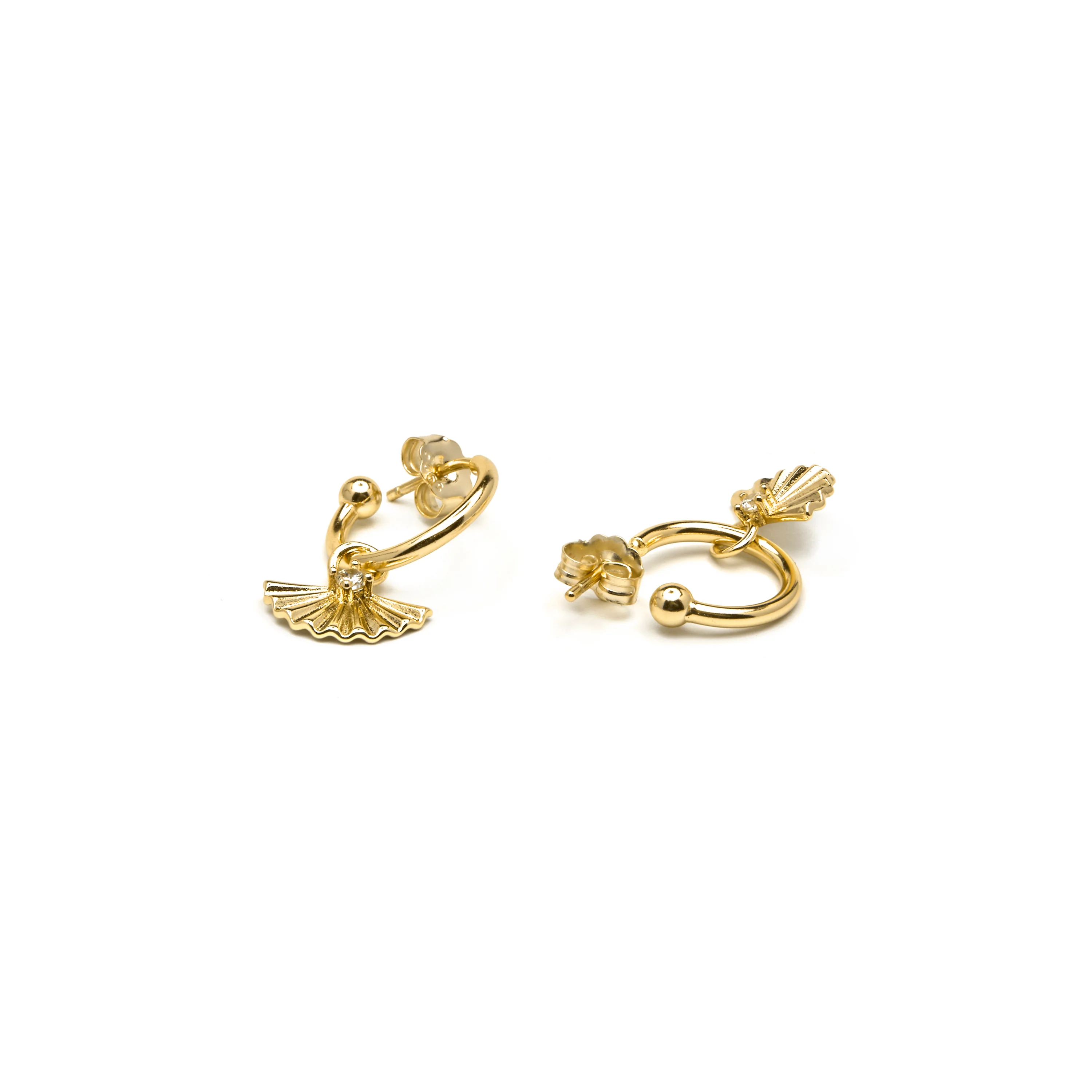 Pendientes de Plata de Ley 925 y Circonita Brillante acabado oro amarillo de 18k - Matabak - Image 5