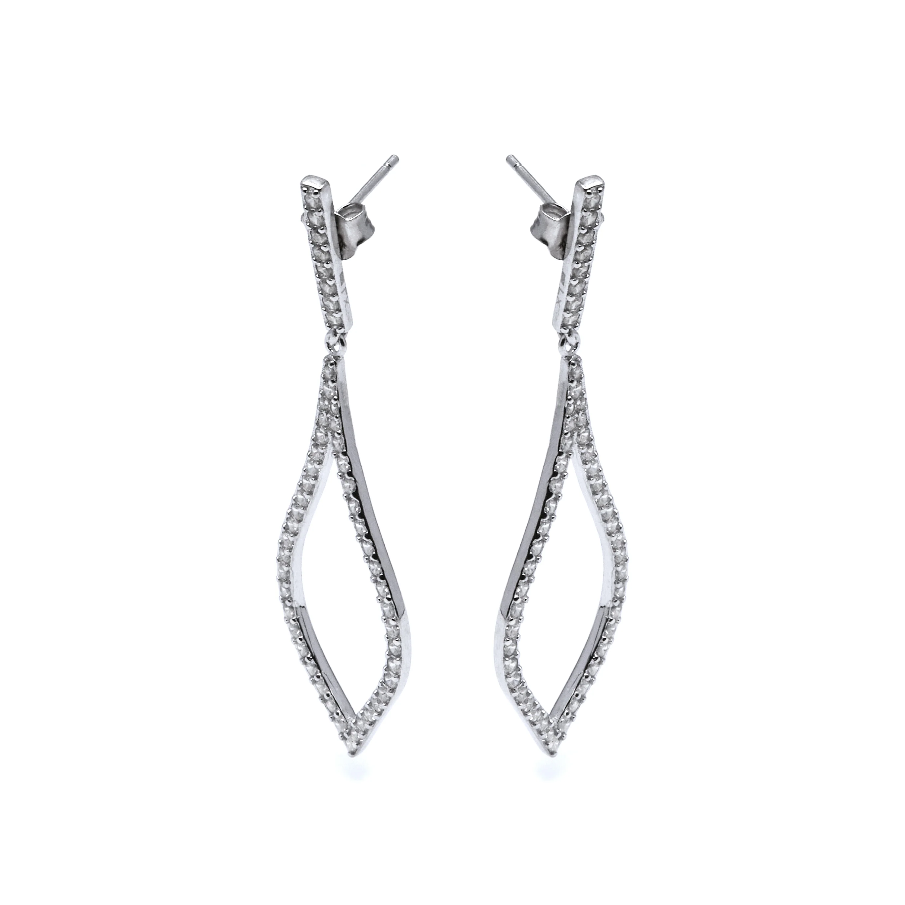Pendientes de Plata de Ley 925 con Circonita Brillante acabados en rodio - Materish - Image 3