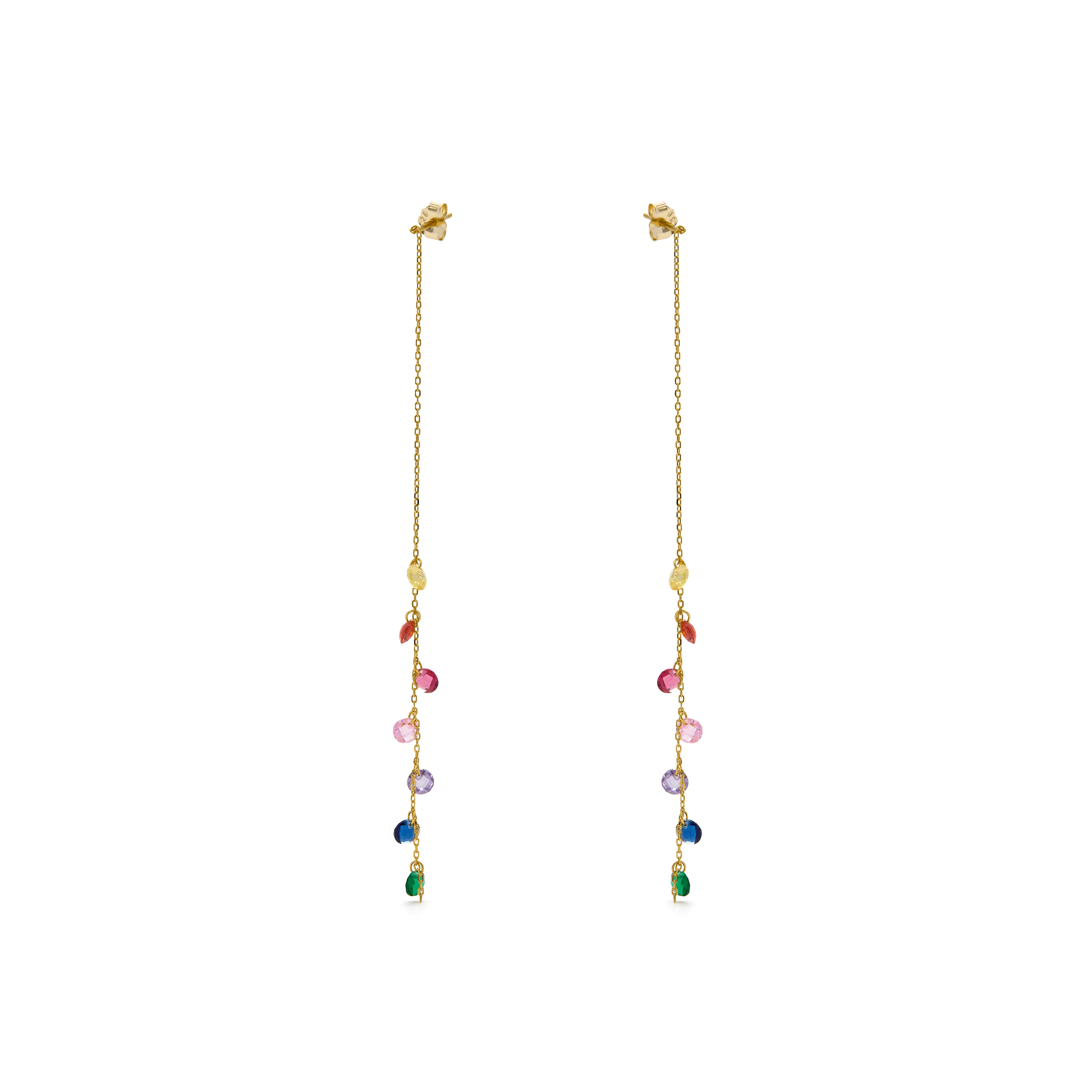 Pendientes de Plata de Ley 925 con Circonita Multicolor acabados en oro amarillo 18K - Melne - Image 3