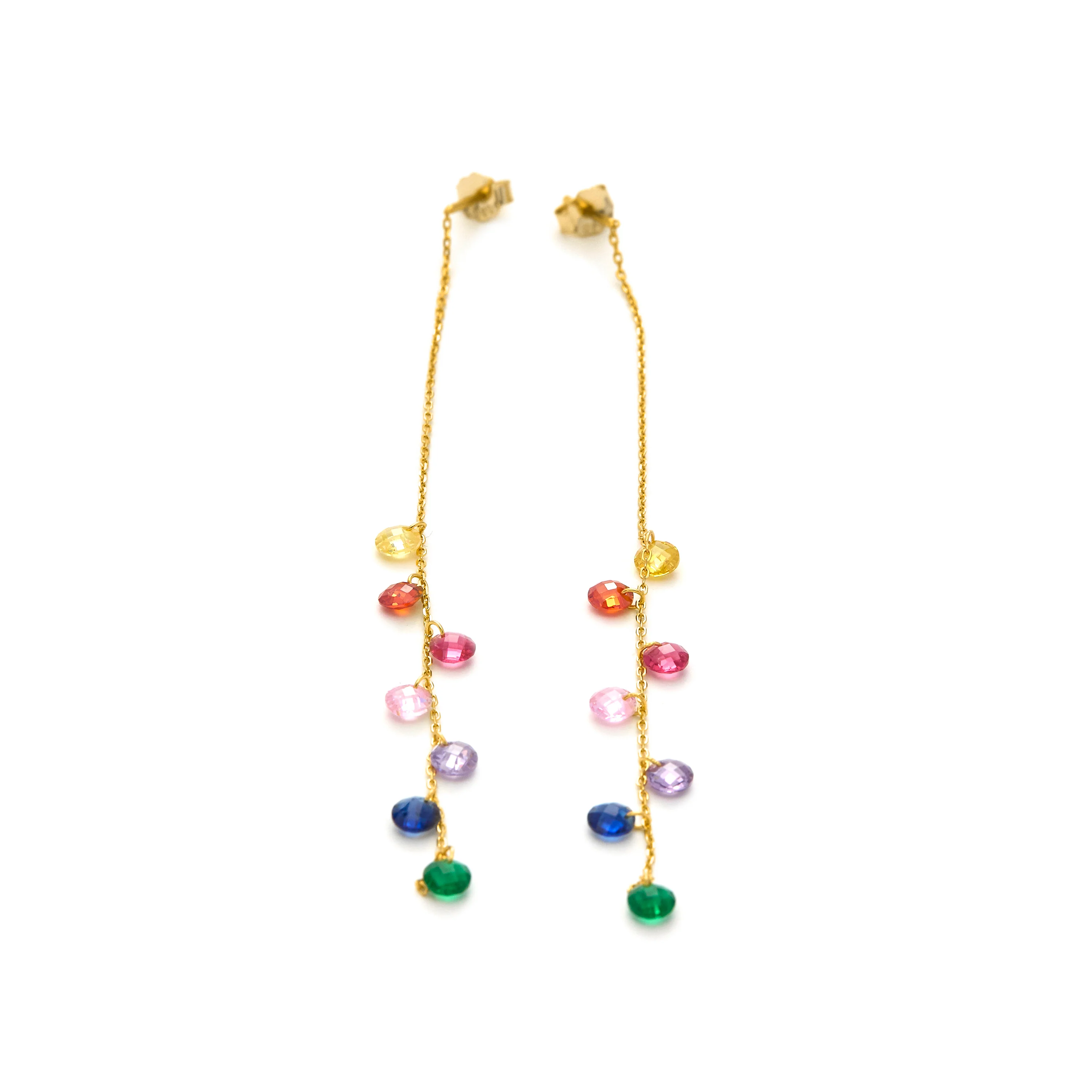 Pendientes de Plata de Ley 925 con Circonita Multicolor acabados en oro amarillo 18K - Melne - Image 5