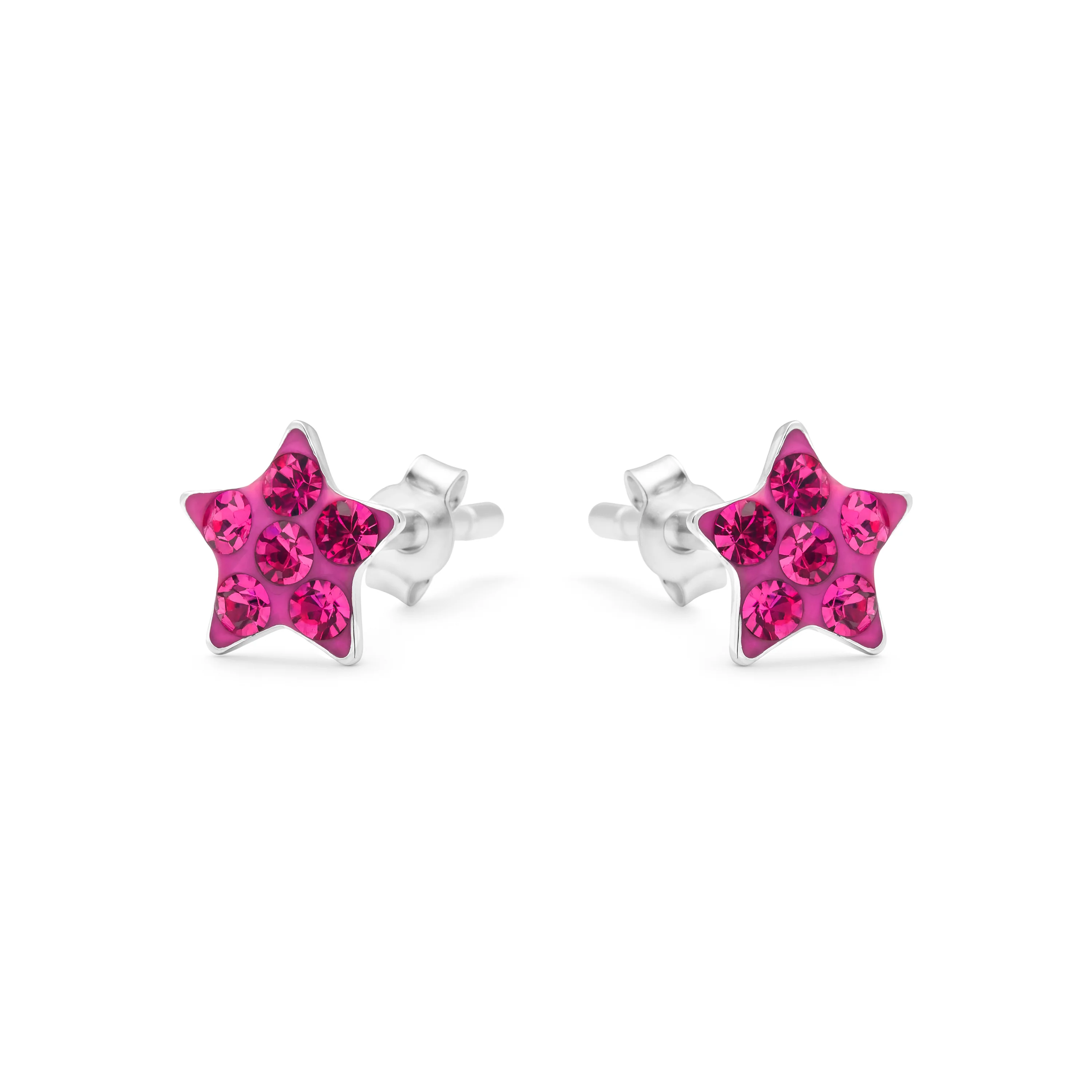 Pendientes de Plata de Ley 925 y Circonita Rosa acabado en rodio - Menerin - Image 2