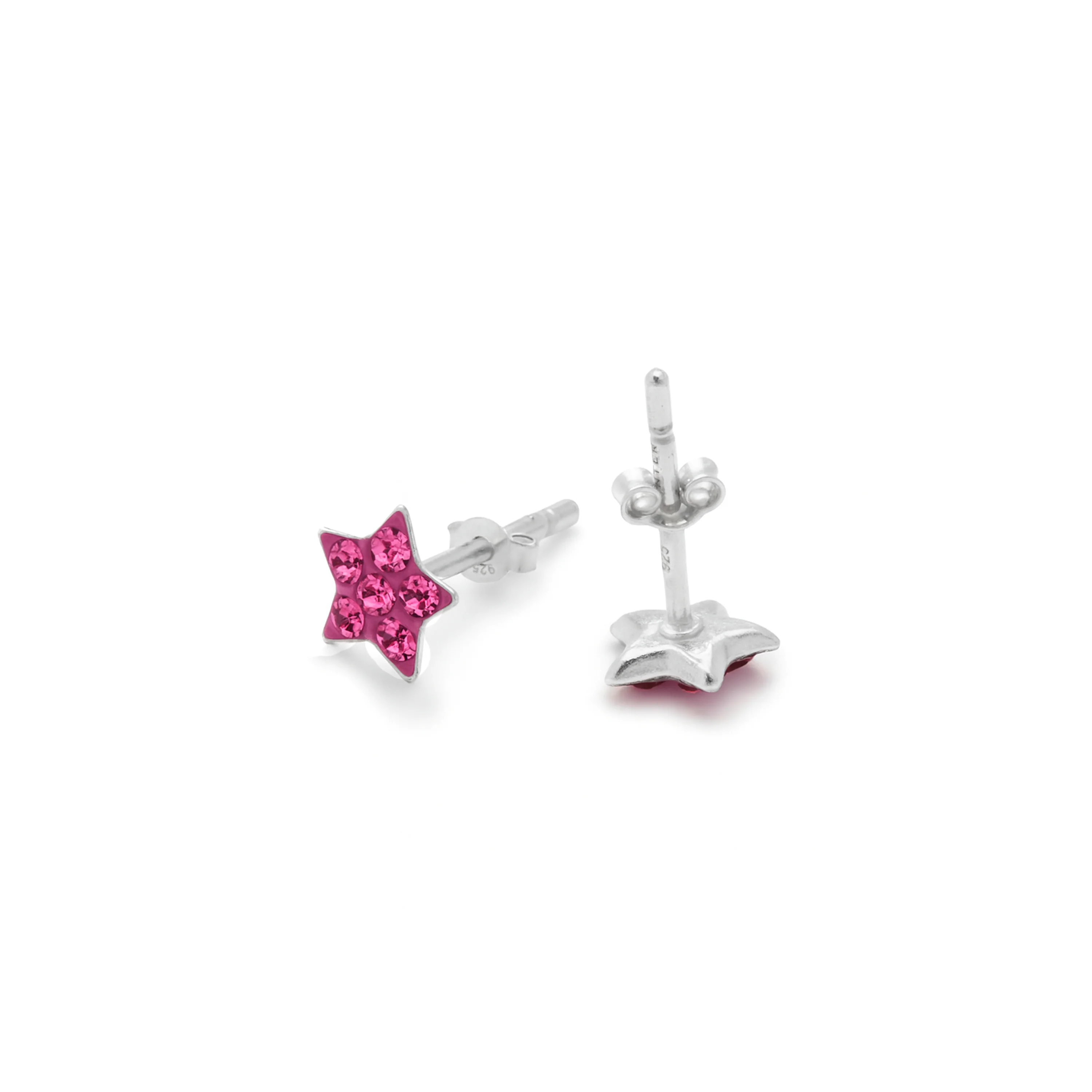 Pendientes de Plata de Ley 925 y Circonita Rosa acabado en rodio - Menerin - Image 3