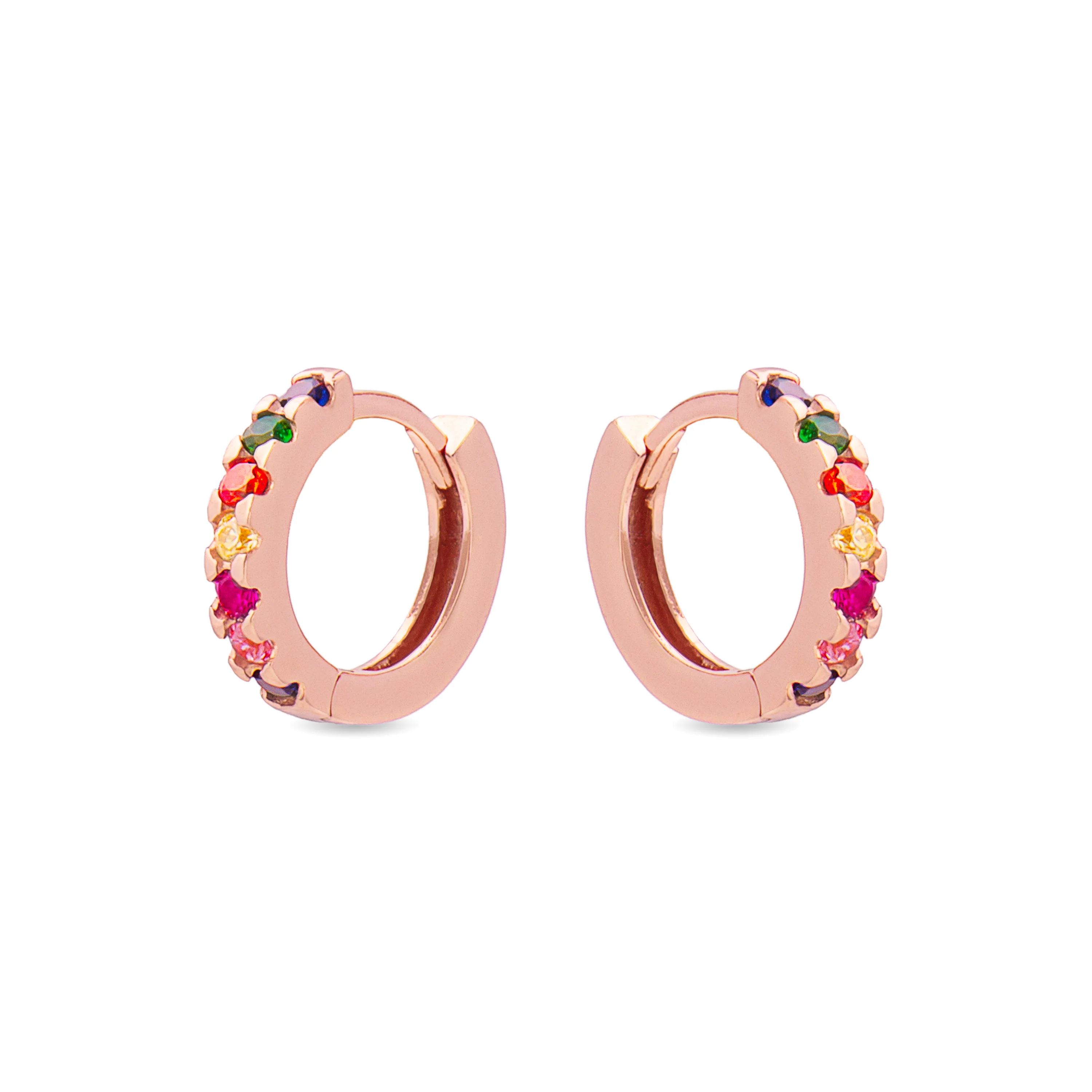Pendientes de 9mm de Plata de Ley 925 con Circonita Multicolor acabados en rodio - Meri - Image 3