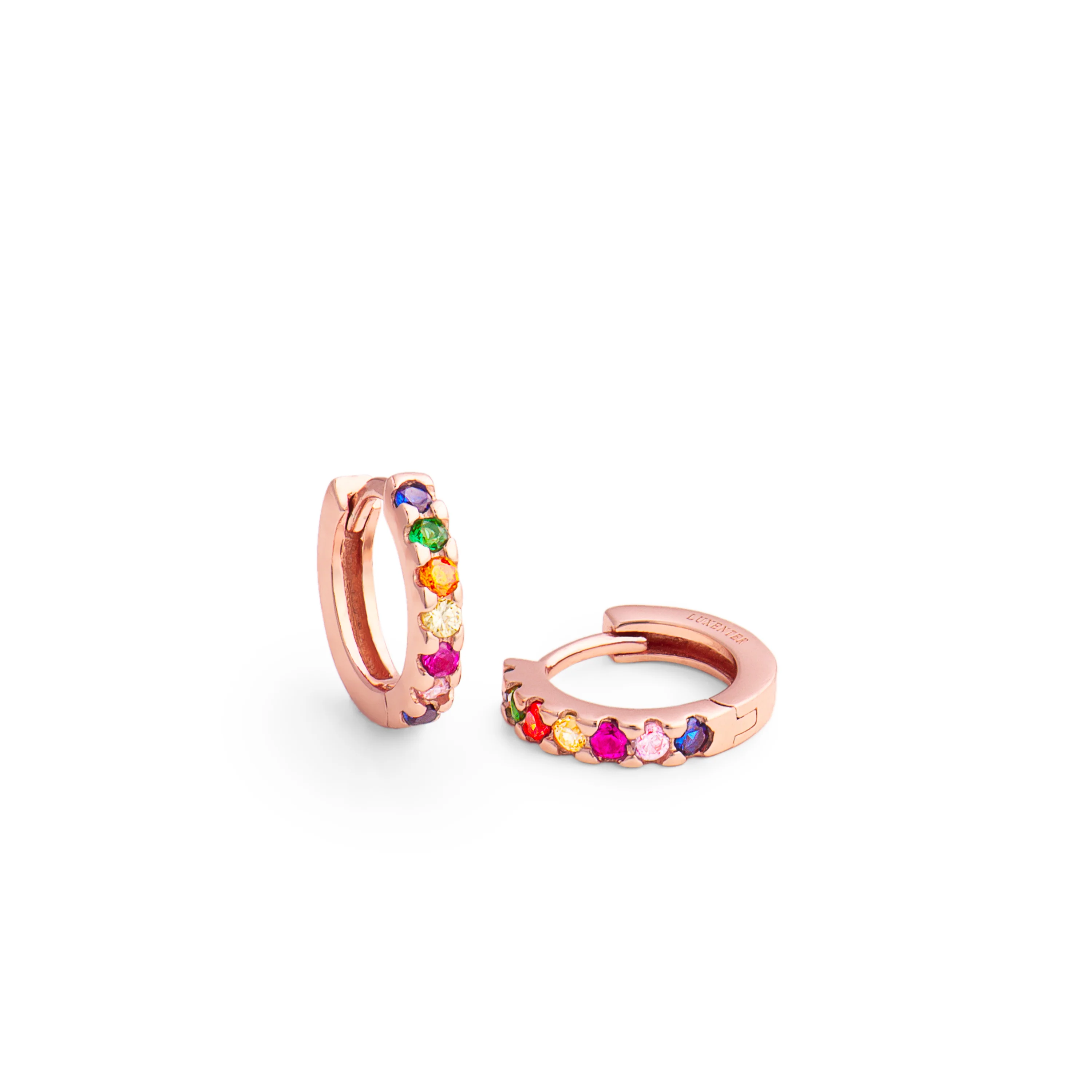 Pendientes de 9mm de Plata de Ley 925 con Circonita Multicolor acabados en rodio - Meri - Image 4