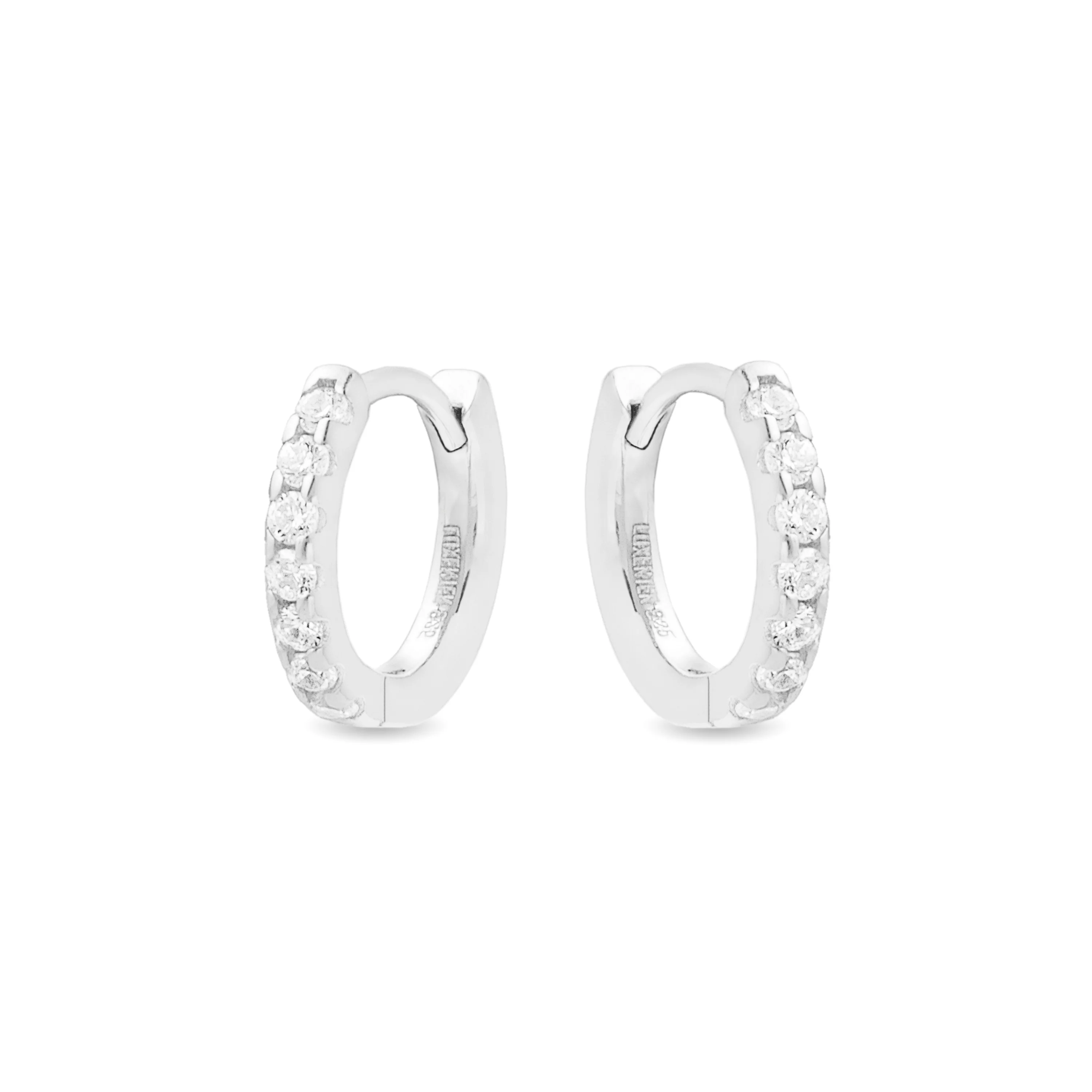 Pendientes de 9mm de Plata de Ley 925 con Circonita Brillante acabados en rodio - Meri - Image 3
