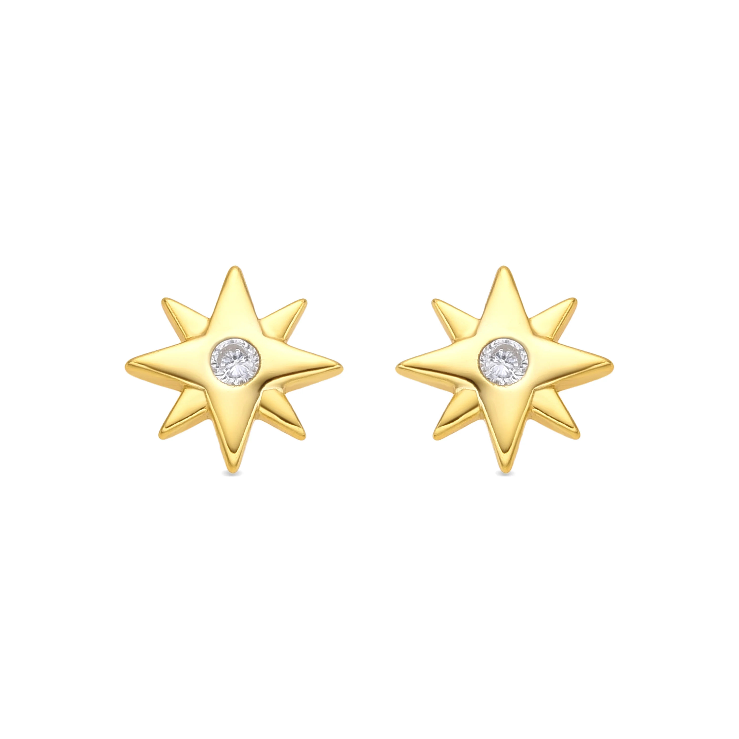 Pendientes de Plata de Ley 925 y Circonita Brillante acabado oro amarillo de 18k - Meril