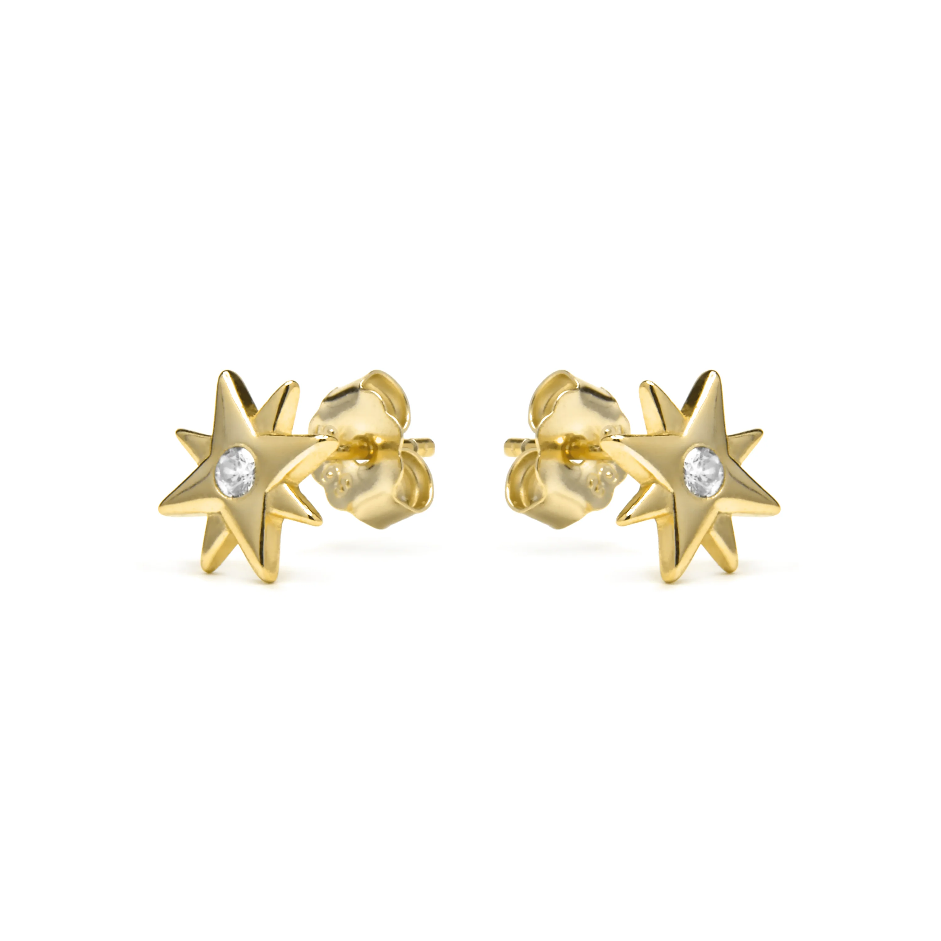Pendientes de Plata de Ley 925 y Circonita Brillante acabado oro amarillo de 18k - Meril - Image 3