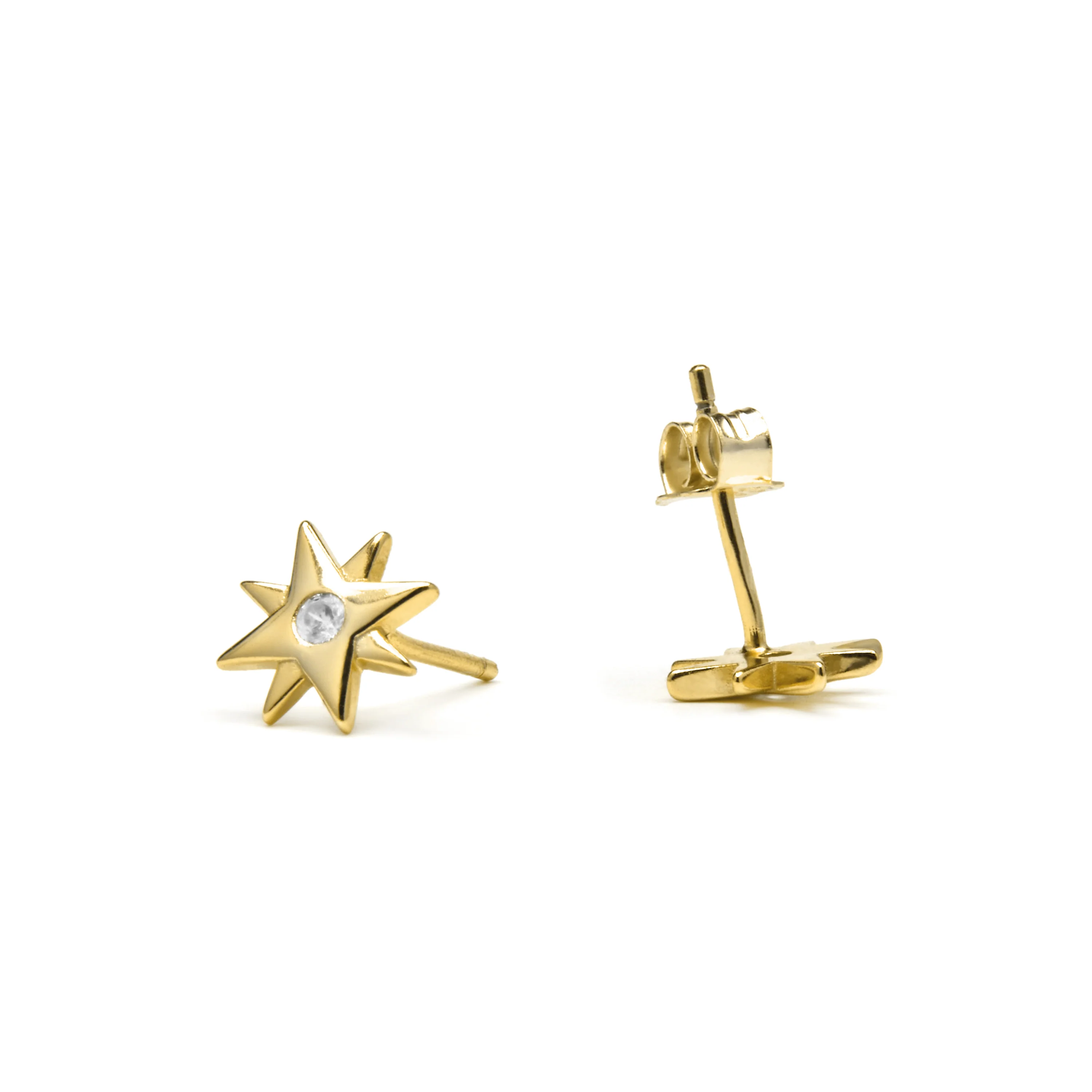 Pendientes de Plata de Ley 925 y Circonita Brillante acabado oro amarillo de 18k - Meril - Image 4