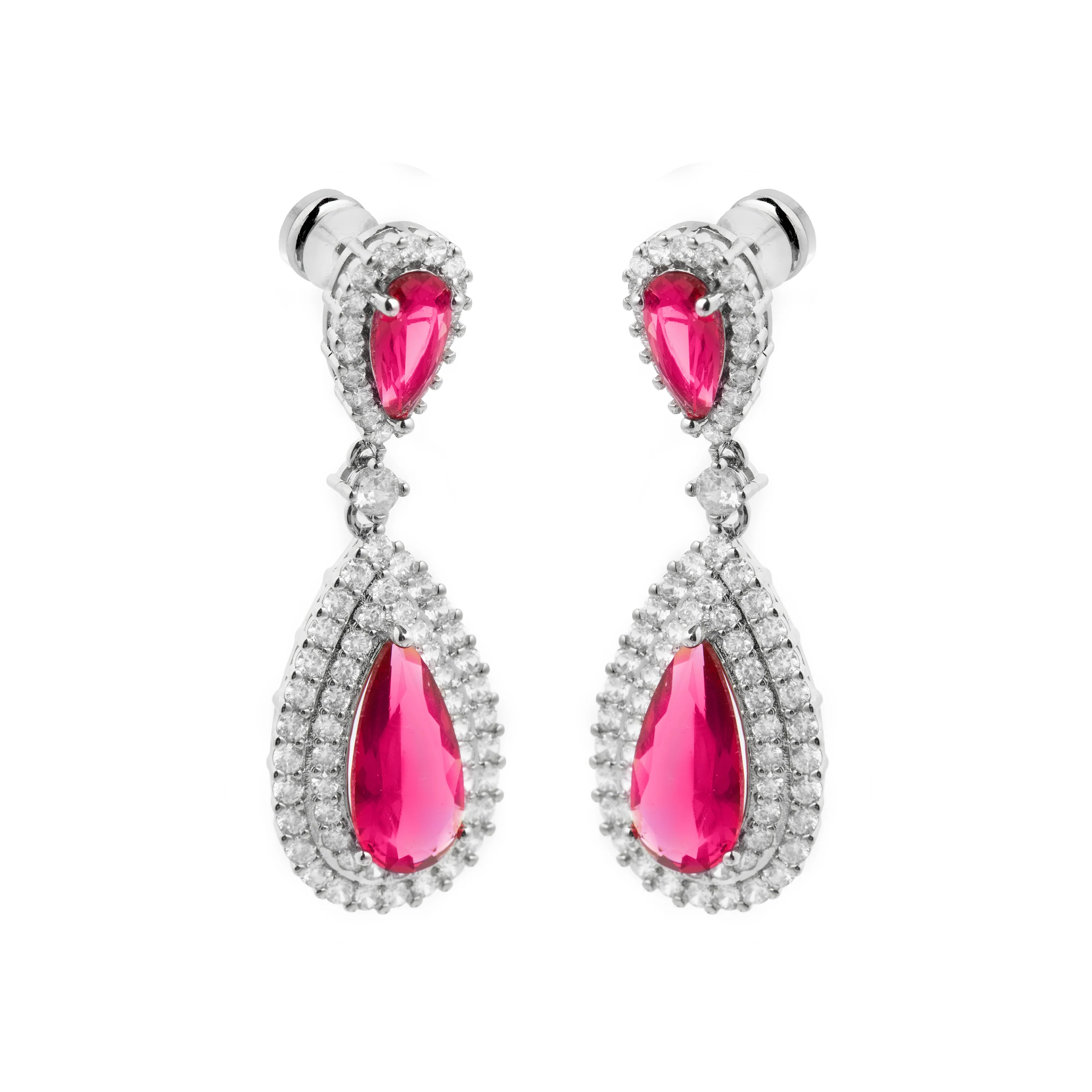 Pendientes de Circonita Rubí acabado en rodio - Mijou - Image 3