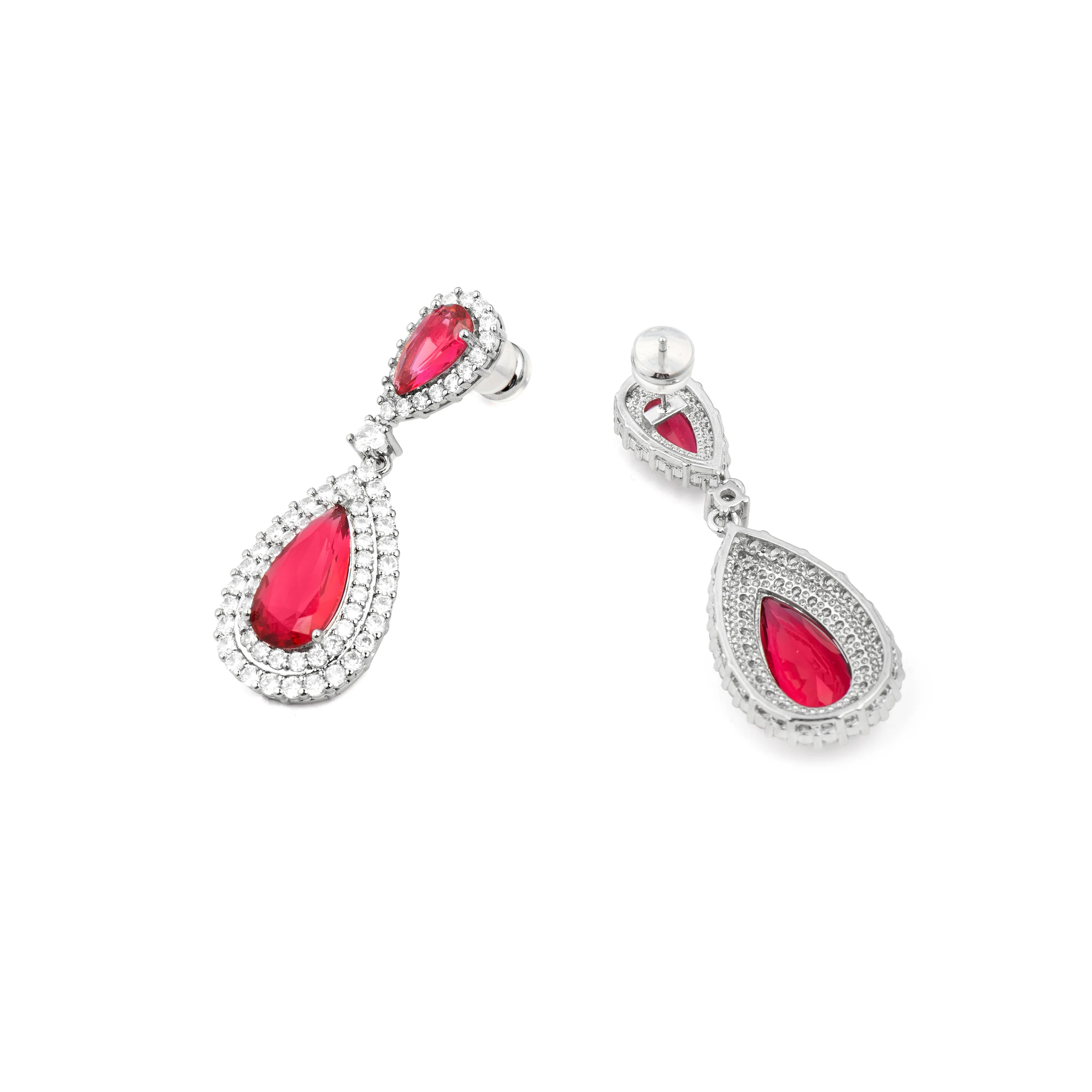 Pendientes de Circonita Rubí acabado en rodio - Mijou - Image 5
