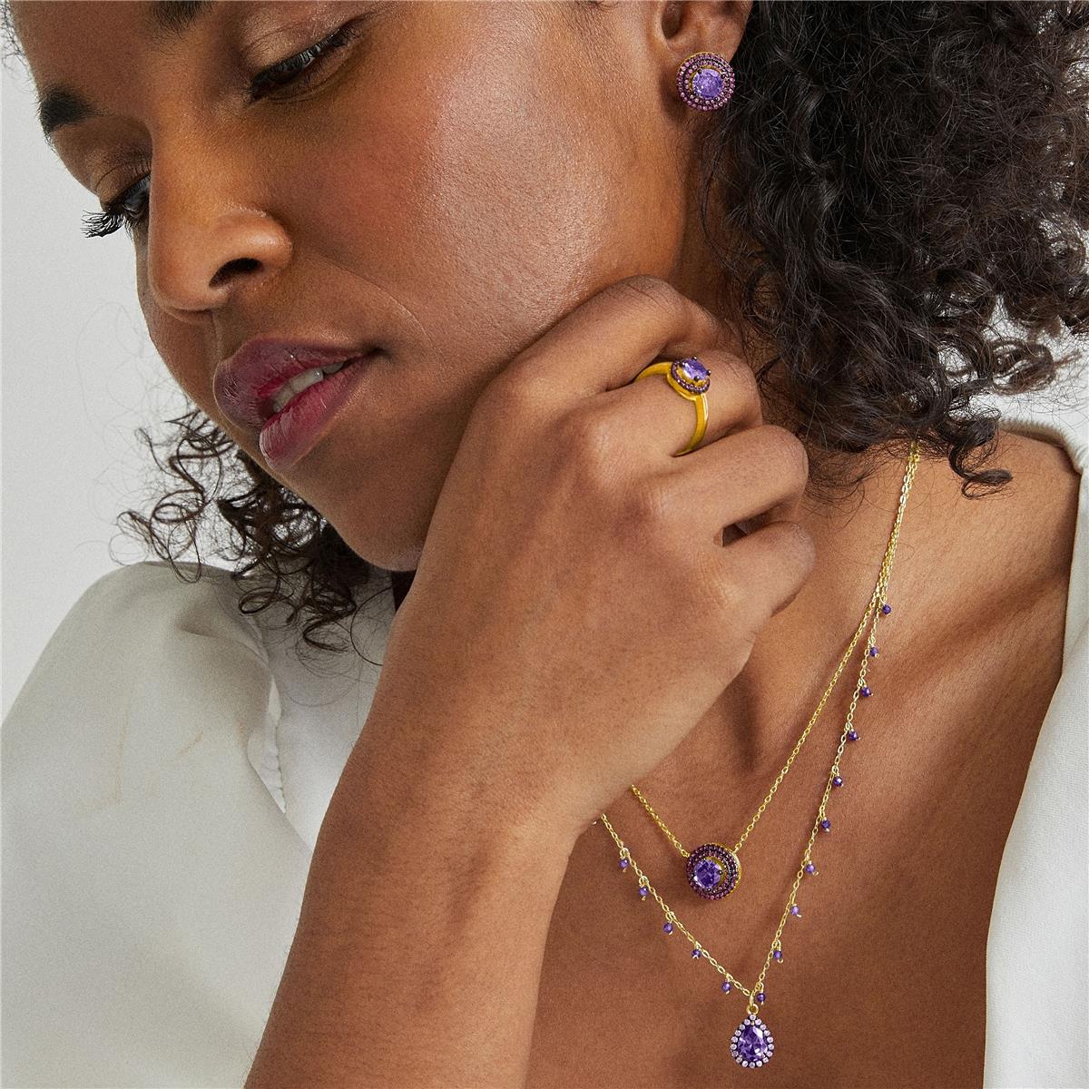 Pendientes Mion Plata De Ley 925 - Mion MORADO - Image 2