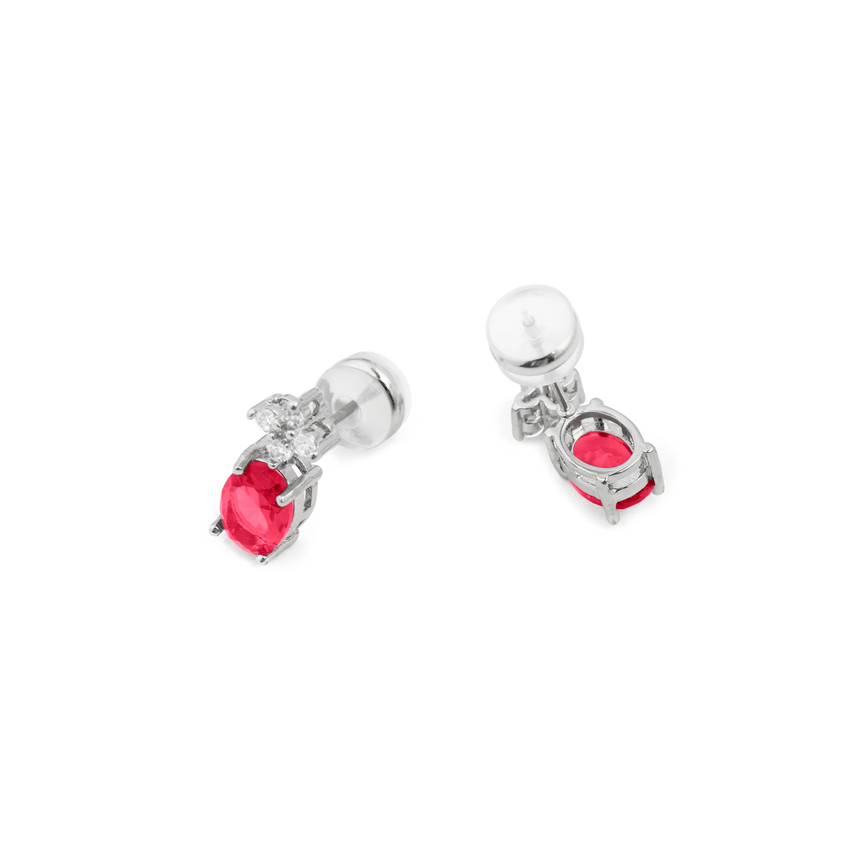Pendientes de Circonita Rubí acabado en rodio - Misze - Image 5
