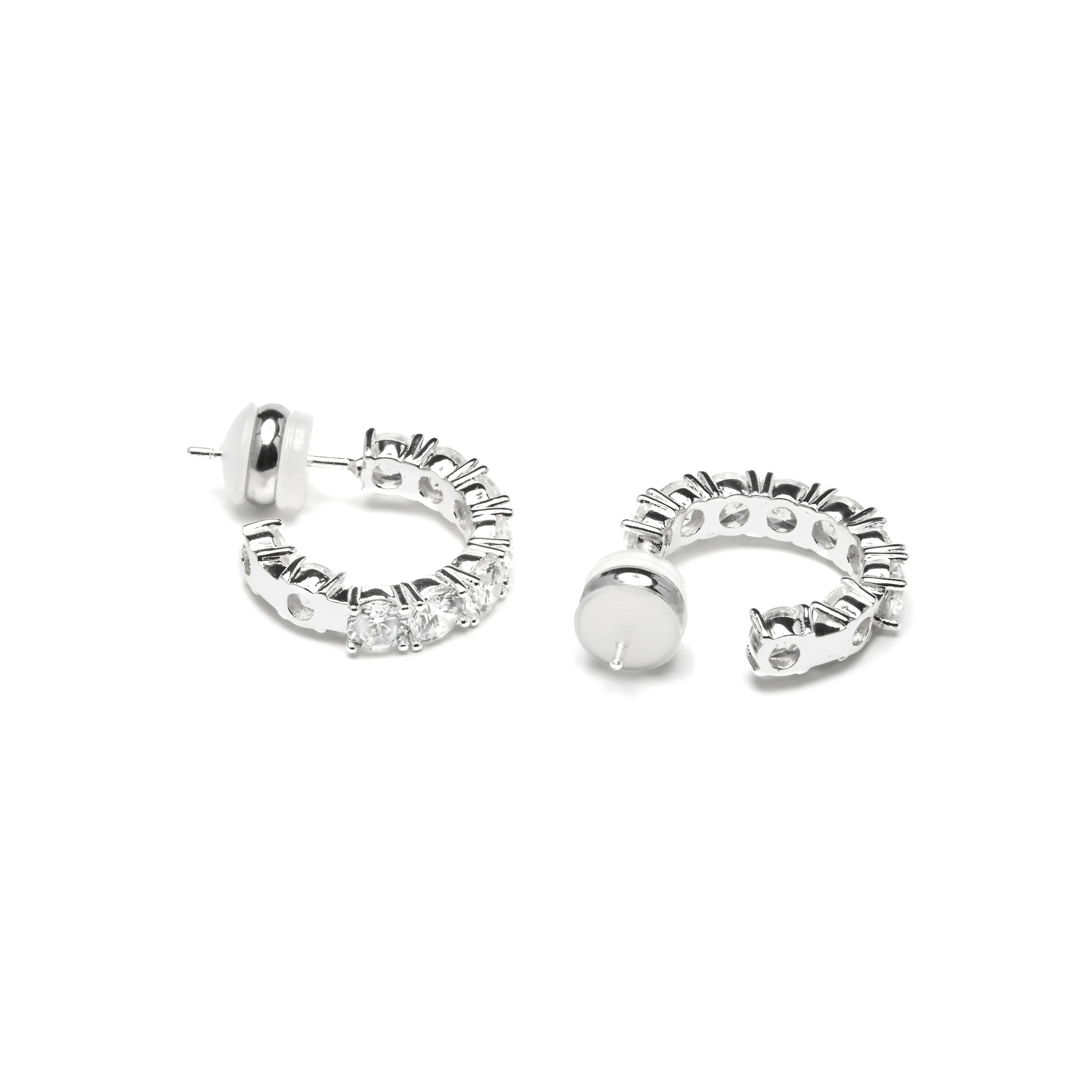 Pendientes con Circonita Brillante acabado plata - Mizne - Image 4