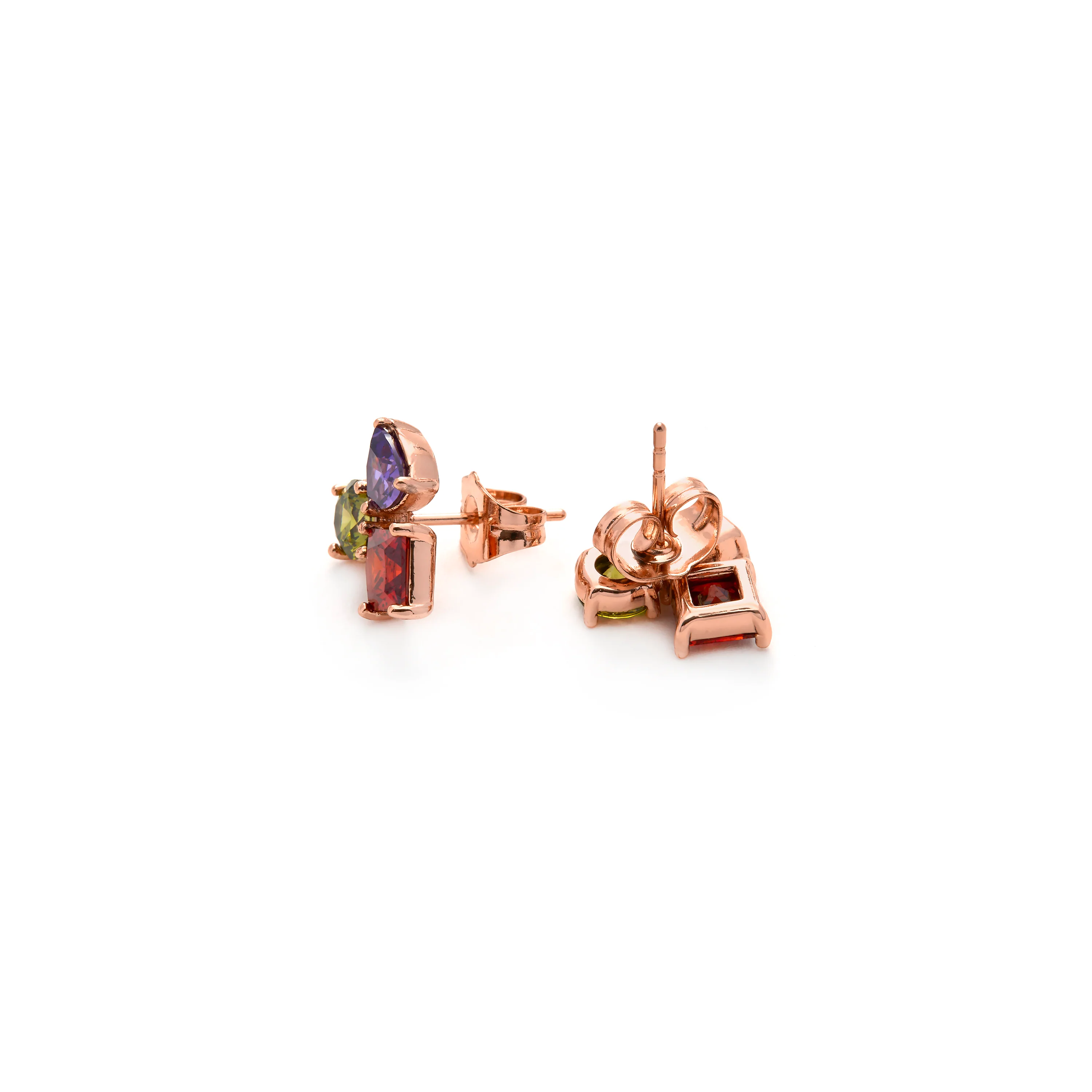Pendientes de Circonita Multicolor acabado en oro amarillo de 18k - Moew - Image 5