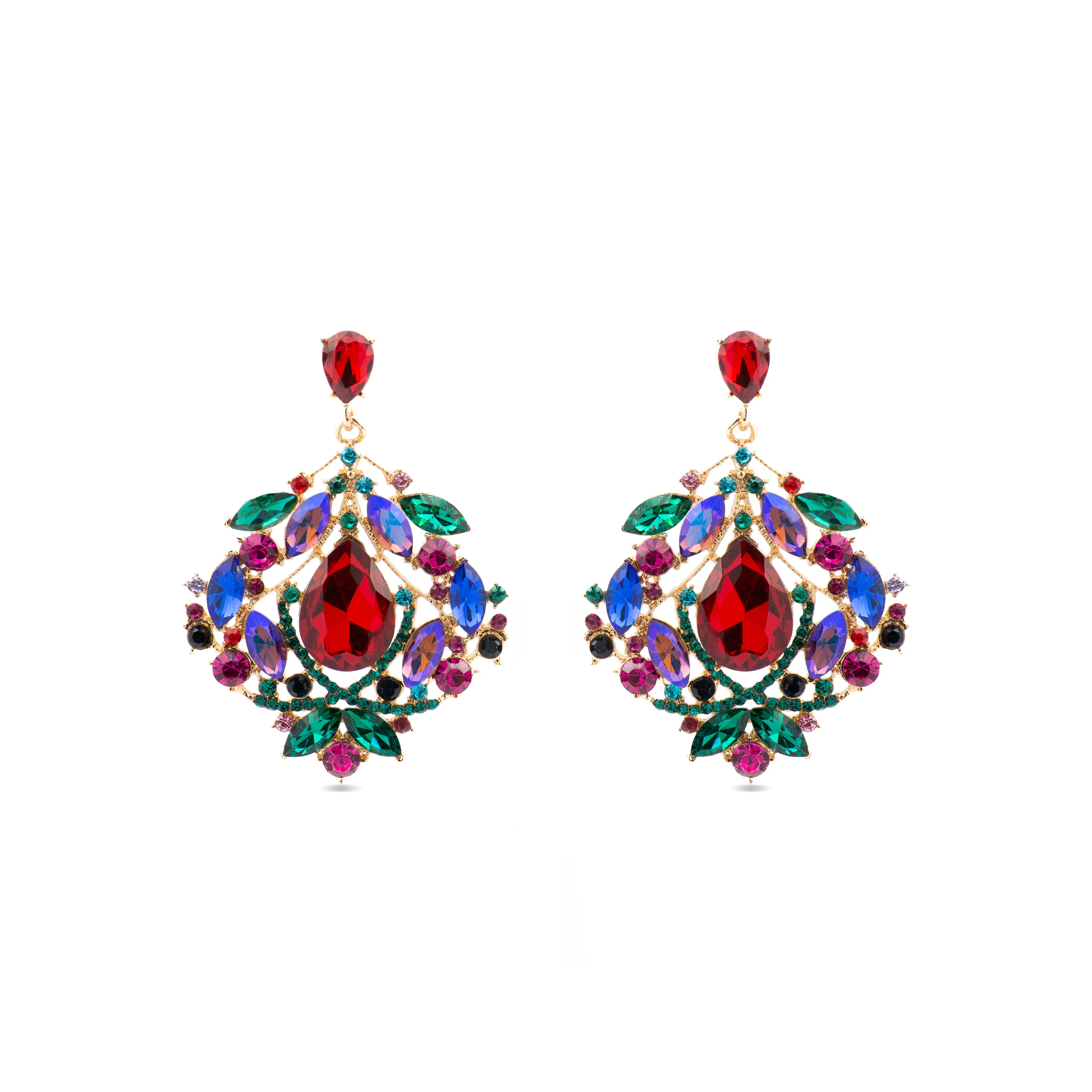 Pendientes con Cristal Multicolor acabado oro 18k - Moken