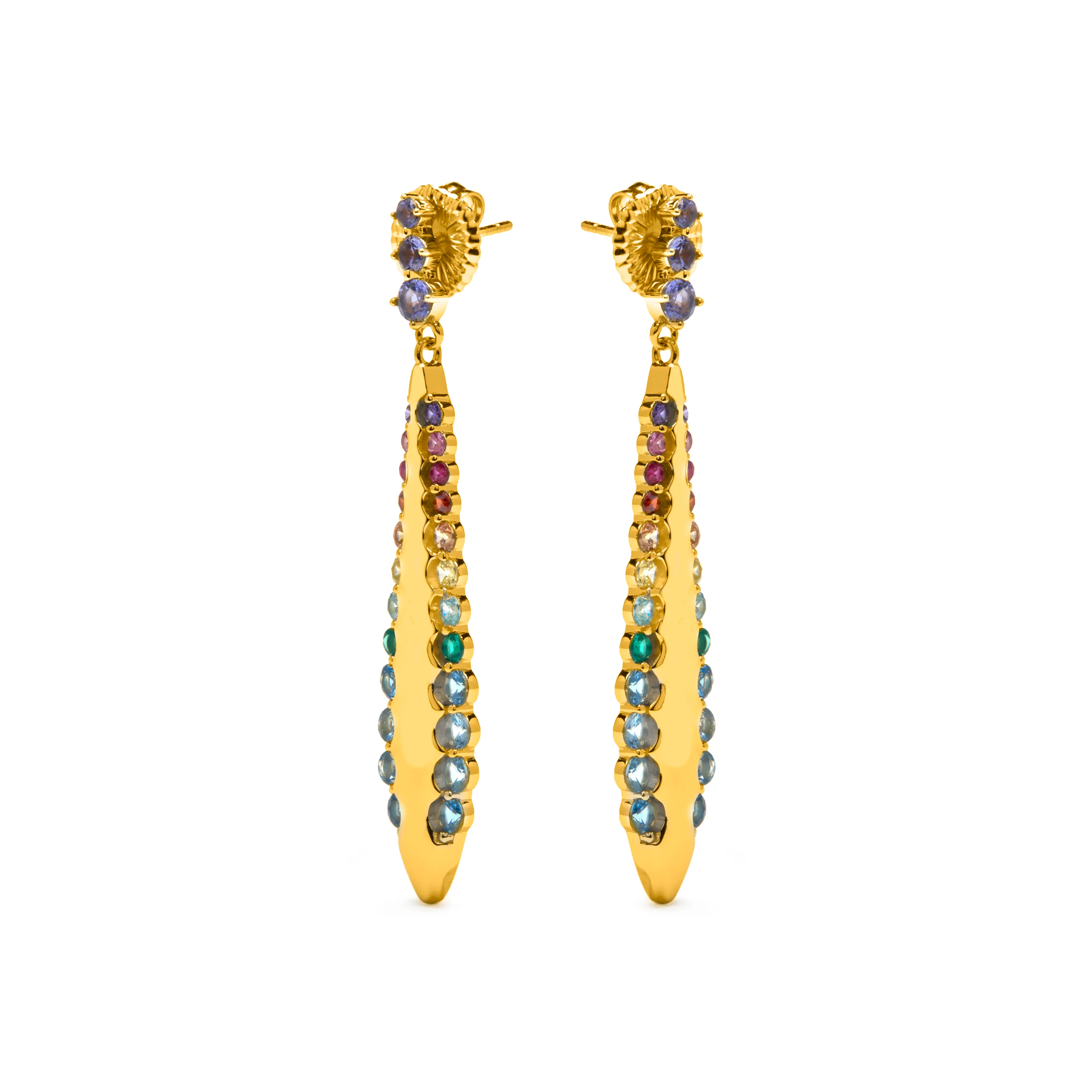 Pendientes de Plata de Ley 925 y Circonita Multicolor acabado en oro amarillo 18k - Monrew - Image 3