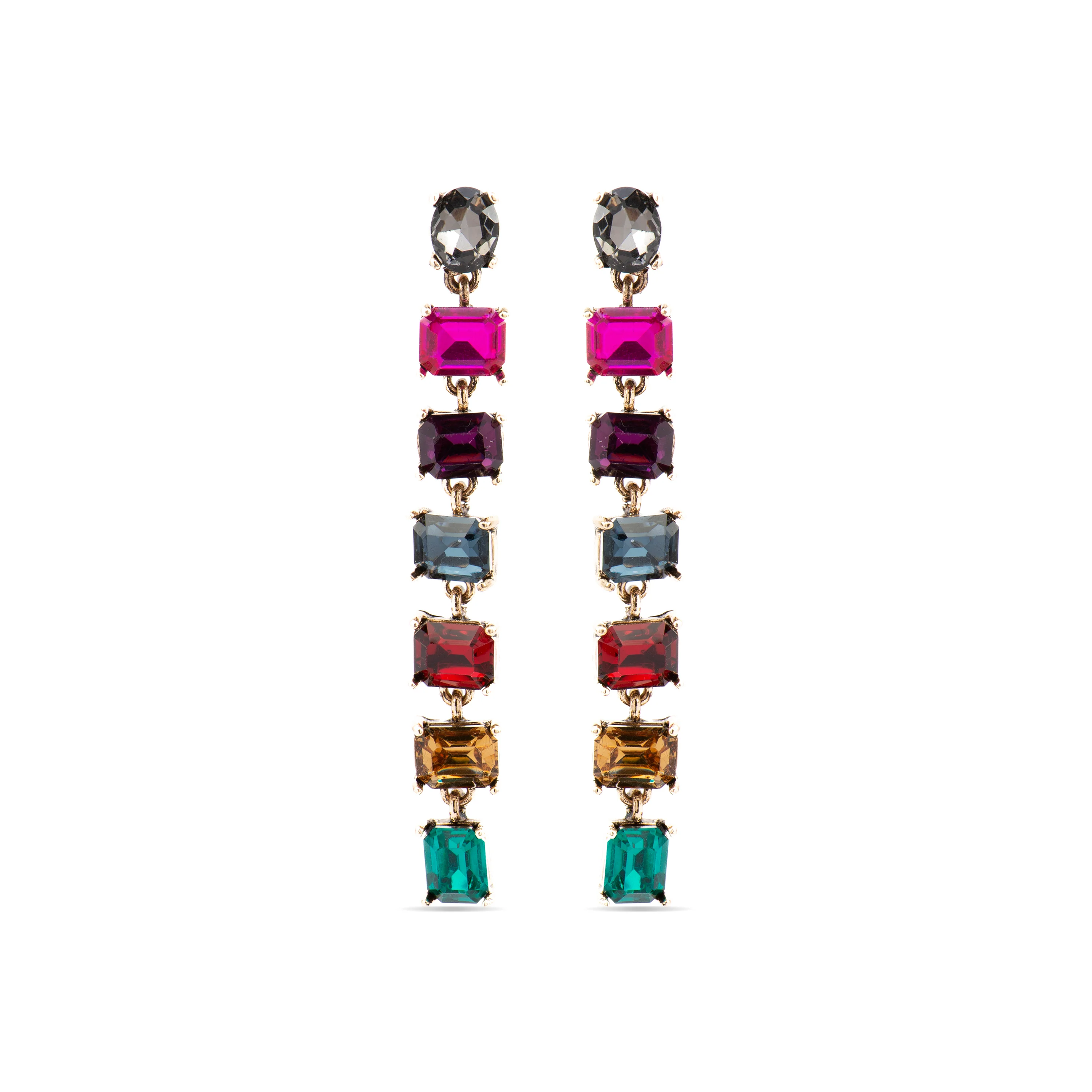 Pendientes con Cristal Multicolor acabado oro 18k - Moray