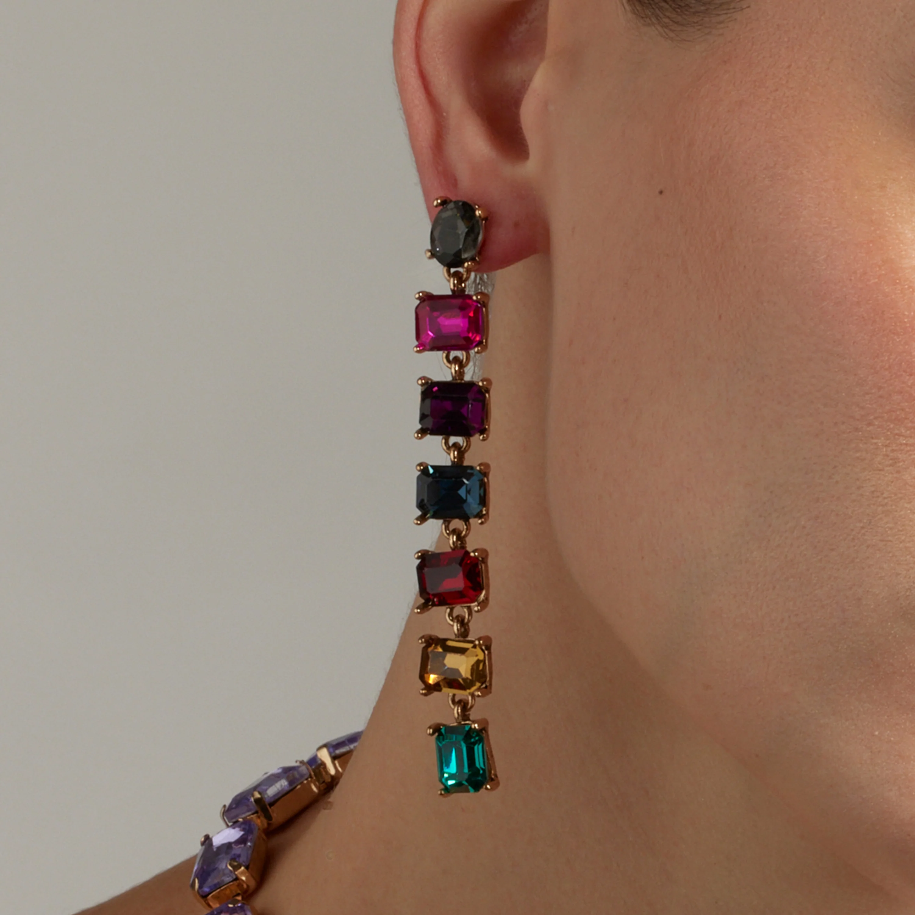 Pendientes con Cristal Multicolor acabado oro 18k - Moray - Image 3
