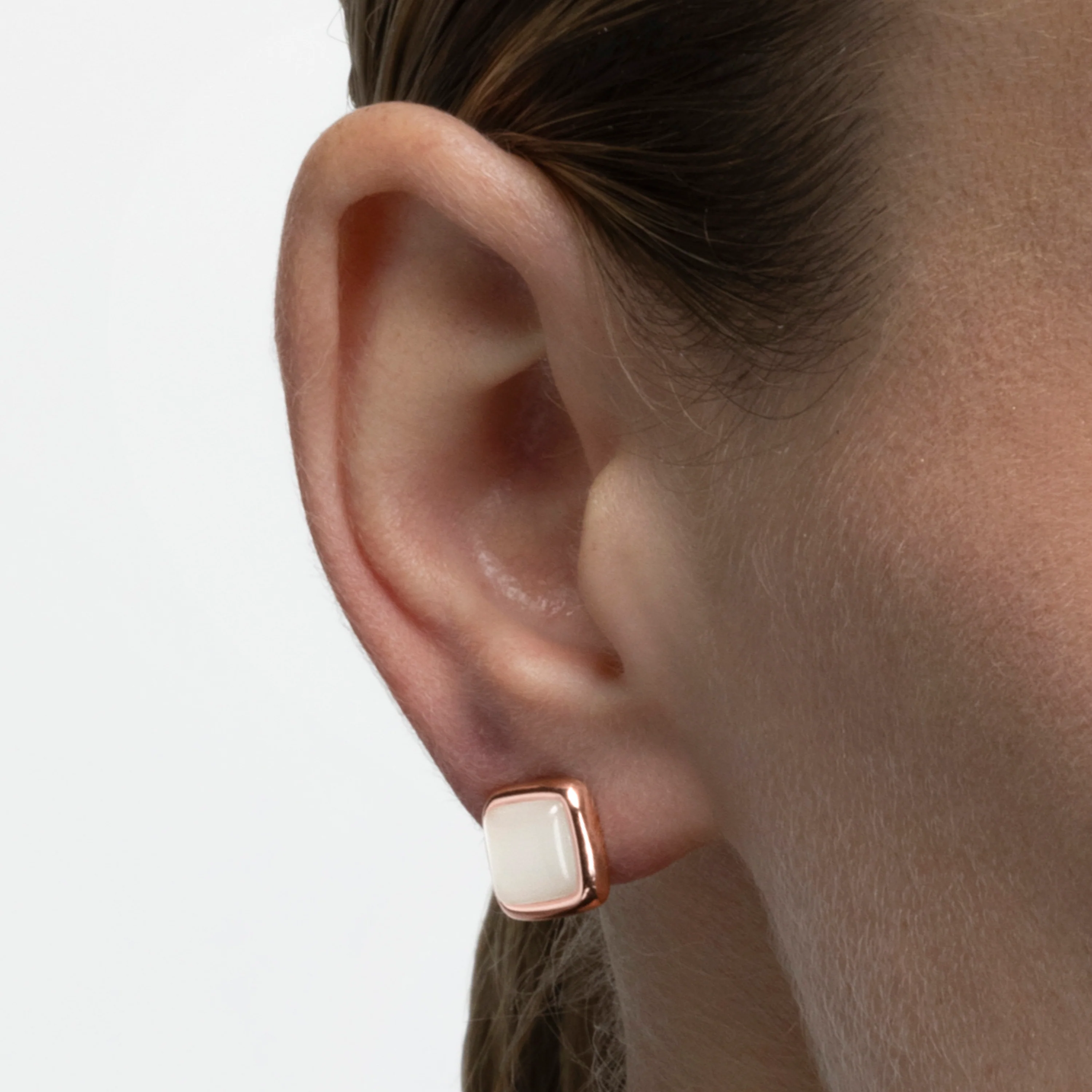 Pendientes de Ojo de Gato acabados en oro rosa 18K - Mosi - Image 3