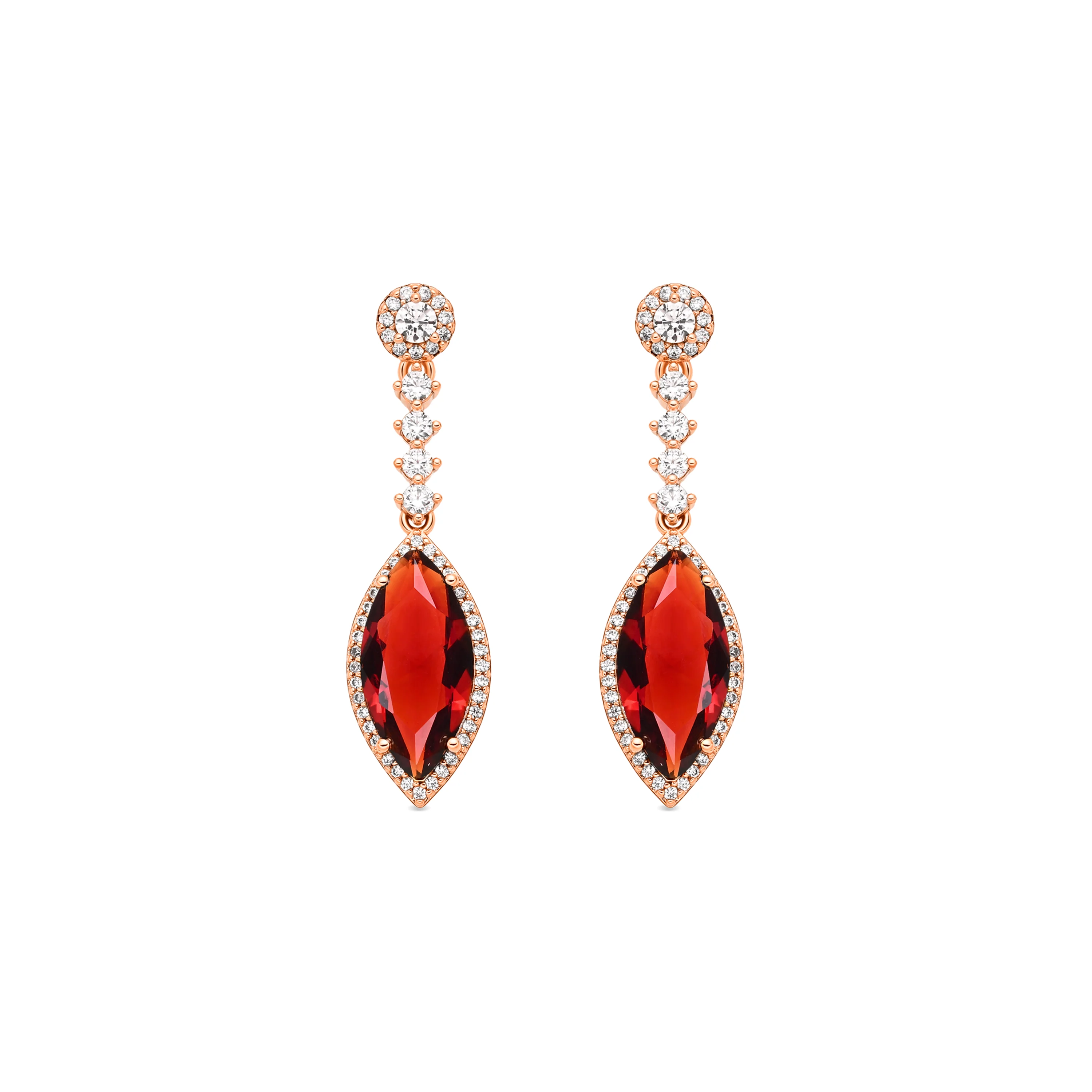 Pendientes de Circonita Rubí acabado en oro amarillo de 18k - Musred