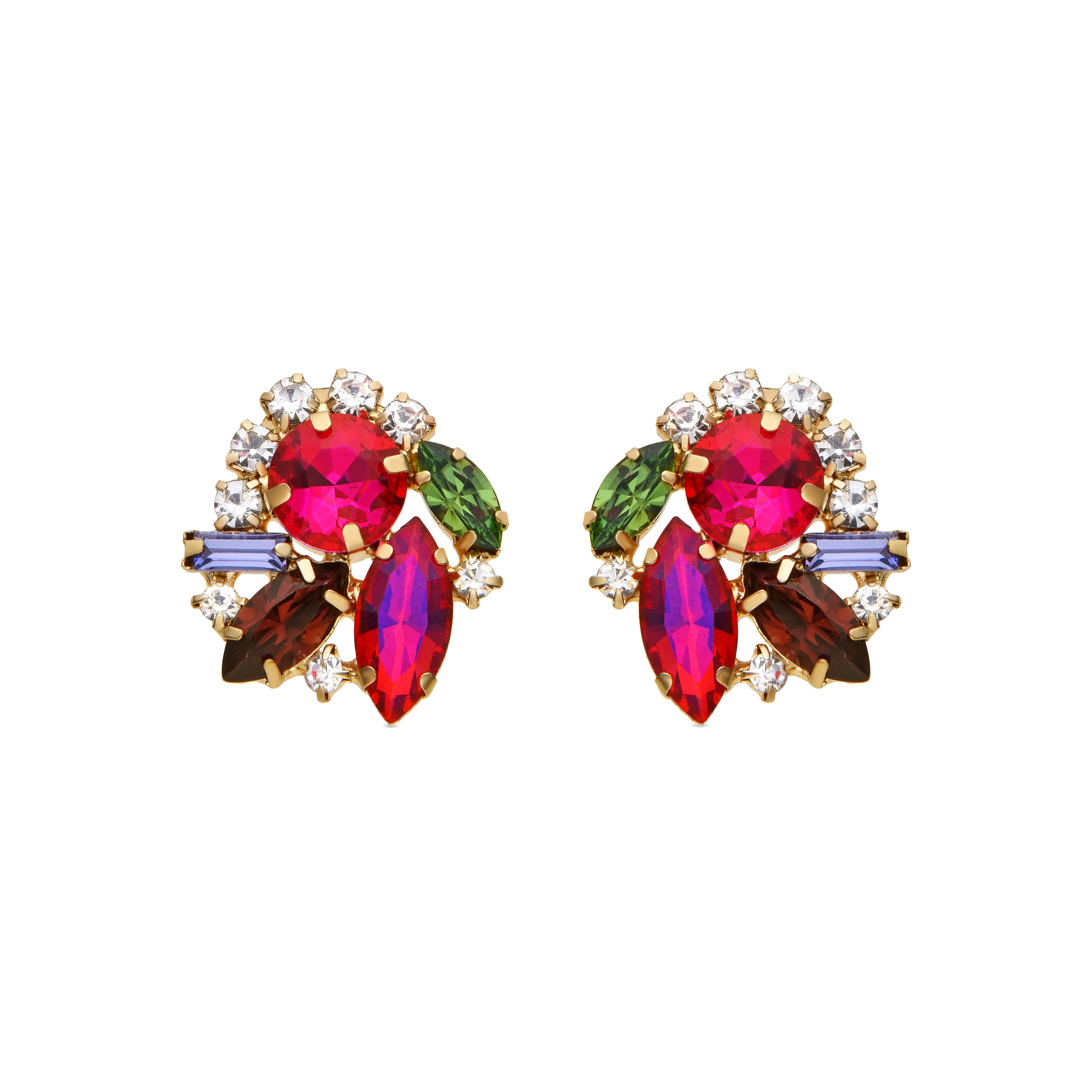 Pendientes de Cristal Morado acabados en oro amarillo 18K - Mutaj