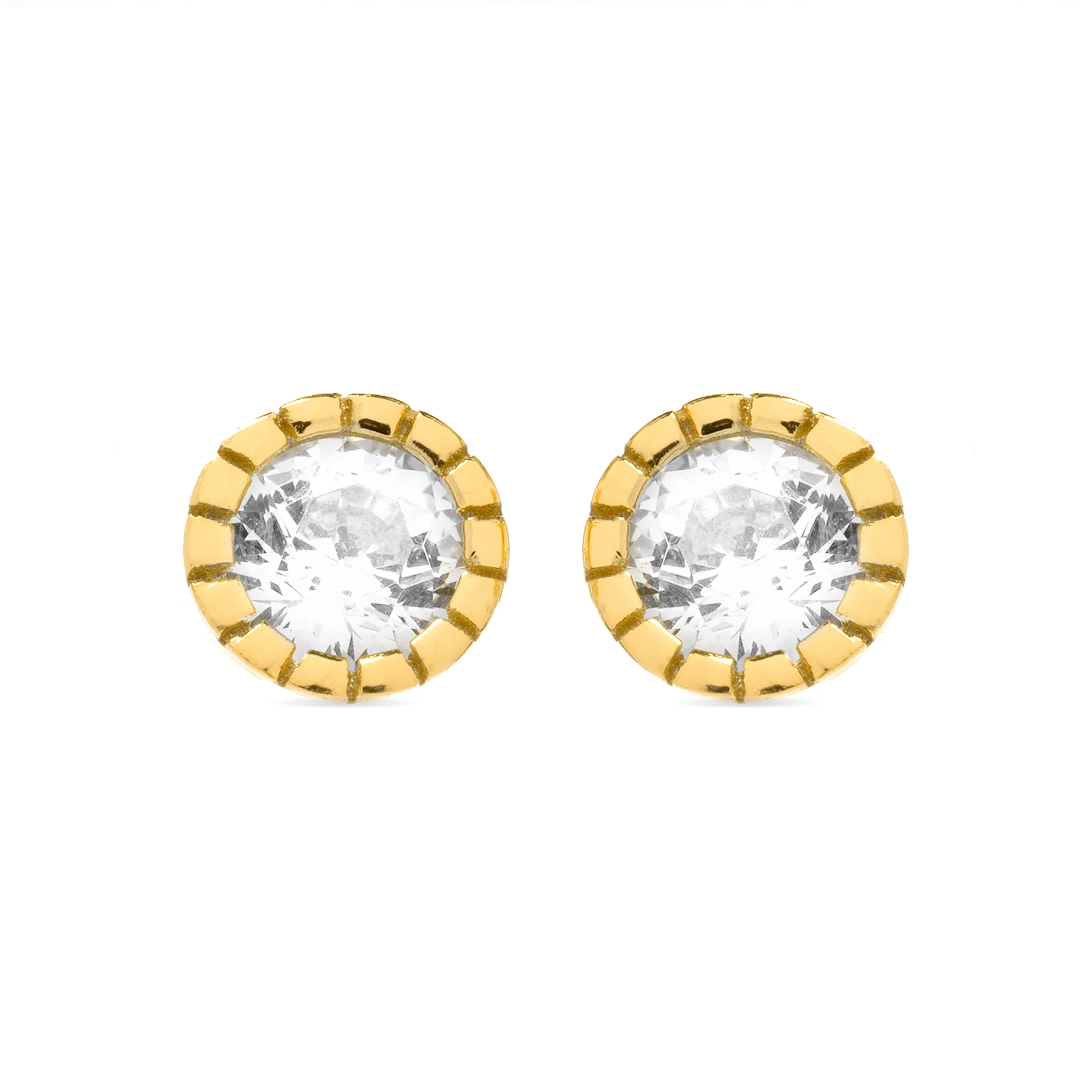 Pendientes de Plata de Ley 925 con Circonita Brillante acabados en oro amarillo 18K - Naadim
