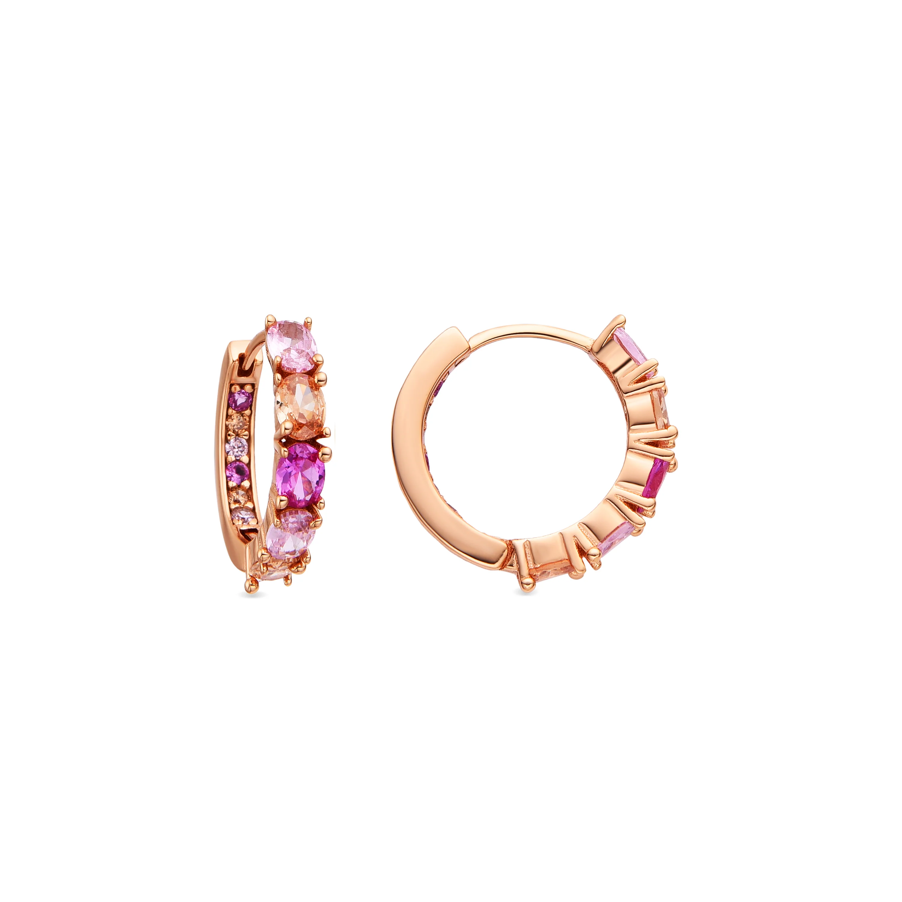 Pendientes de Plata de Ley 925 y Circonita Rosa acabado oro amarillo de 18k - Naak