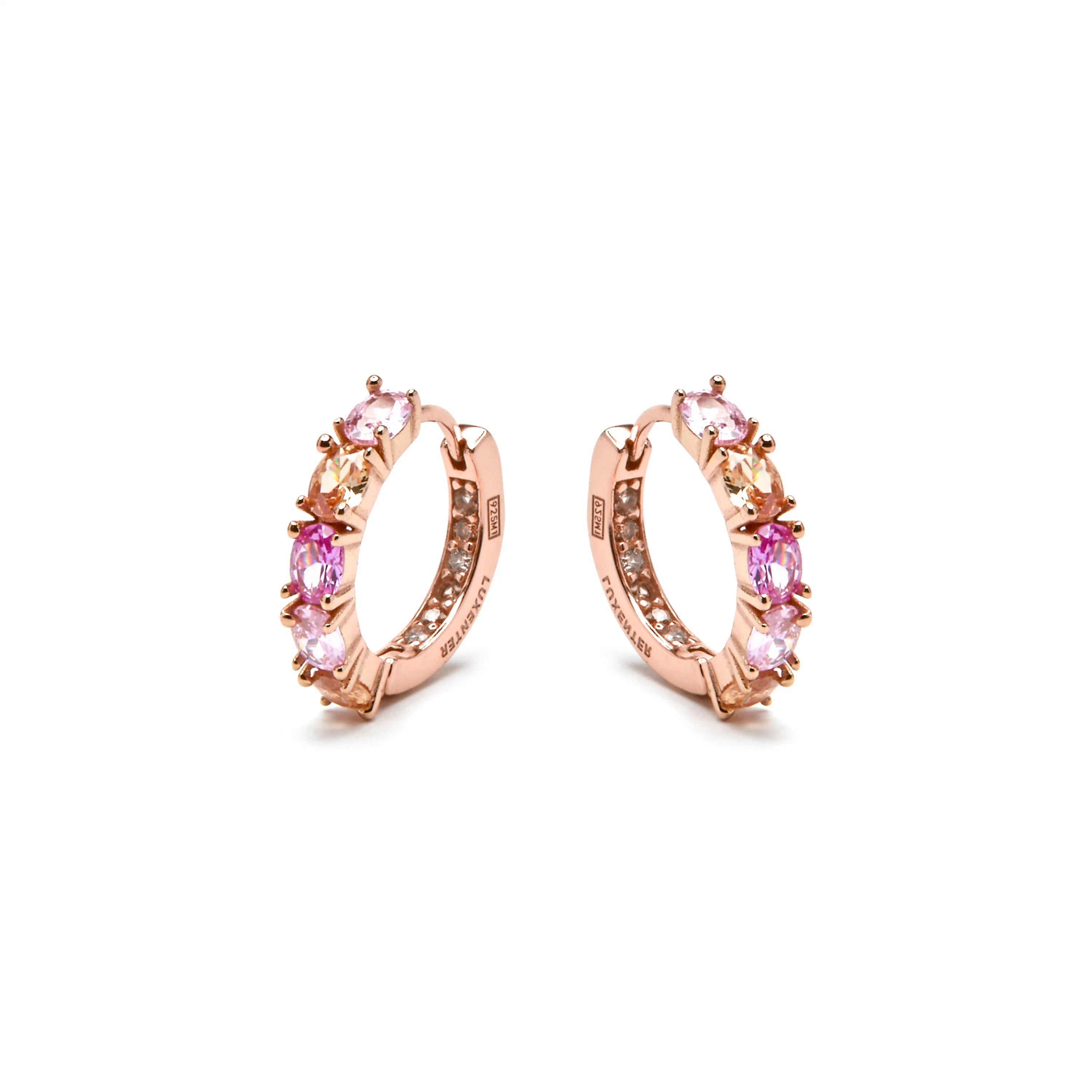 Pendientes de Plata de Ley 925 y Circonita Rosa acabado oro amarillo de 18k - Naak - Image 3