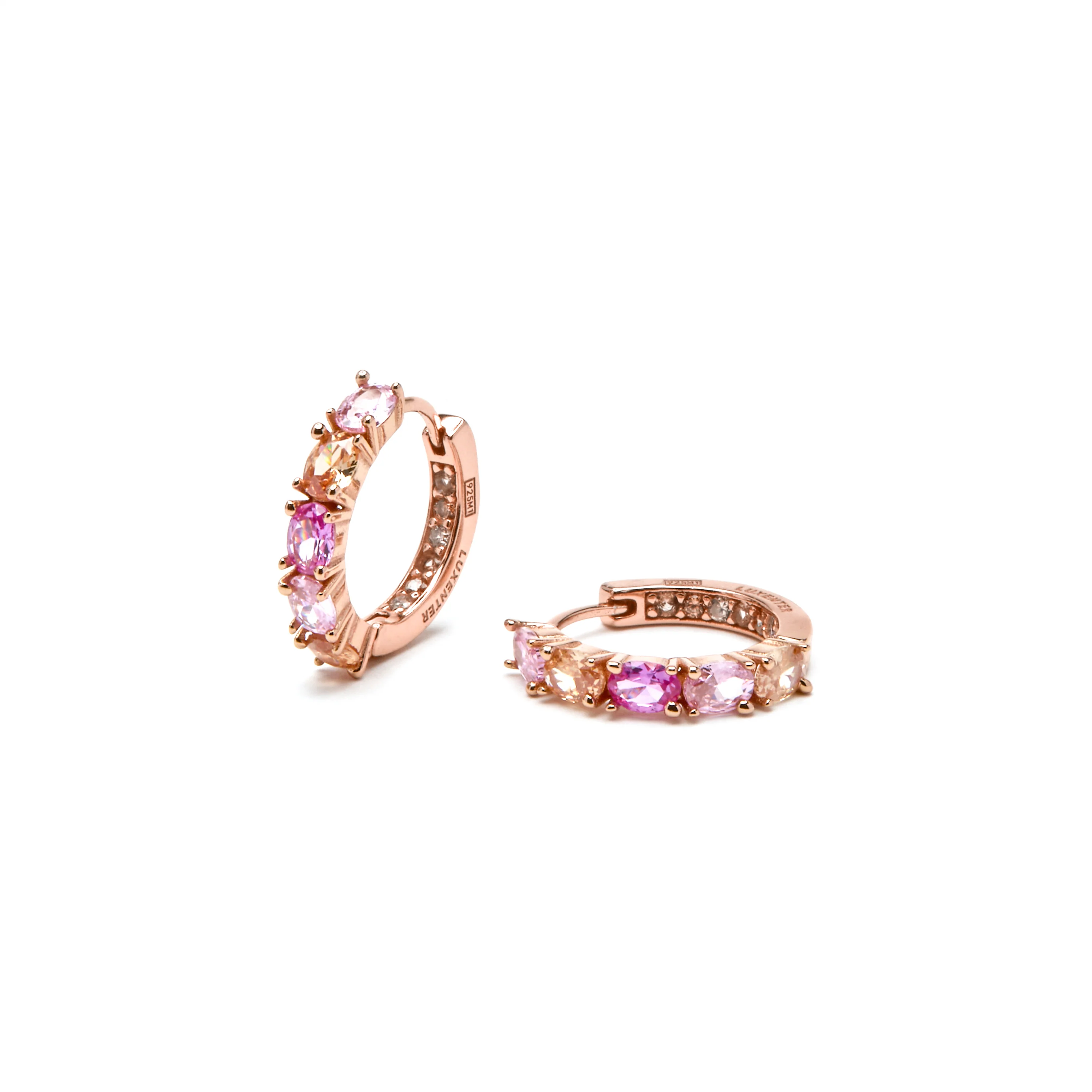 Pendientes de Plata de Ley 925 y Circonita Rosa acabado oro amarillo de 18k - Naak - Image 5