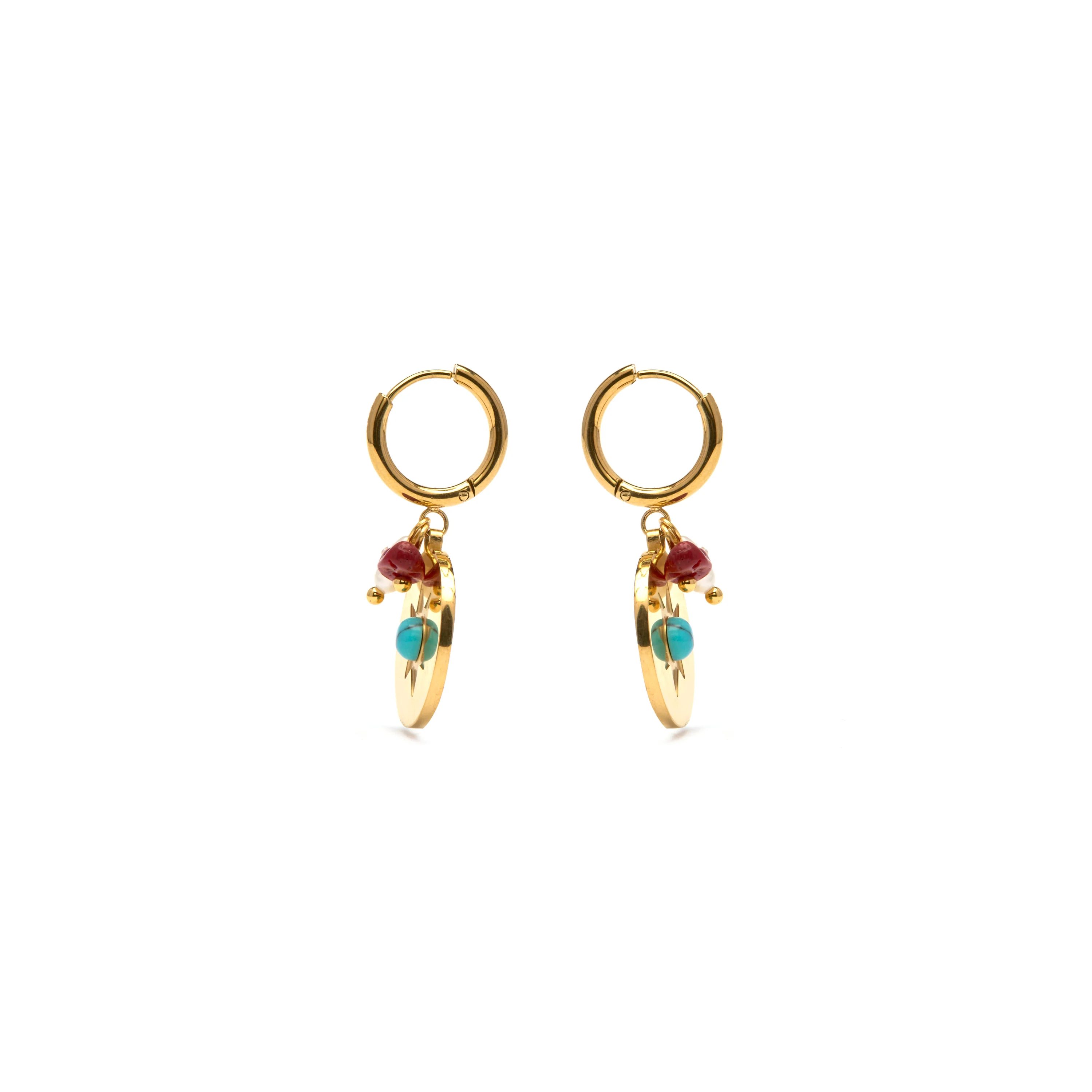 Pendientes acabado oro amarillo de 18k y Turquesa - Nakal - Image 3