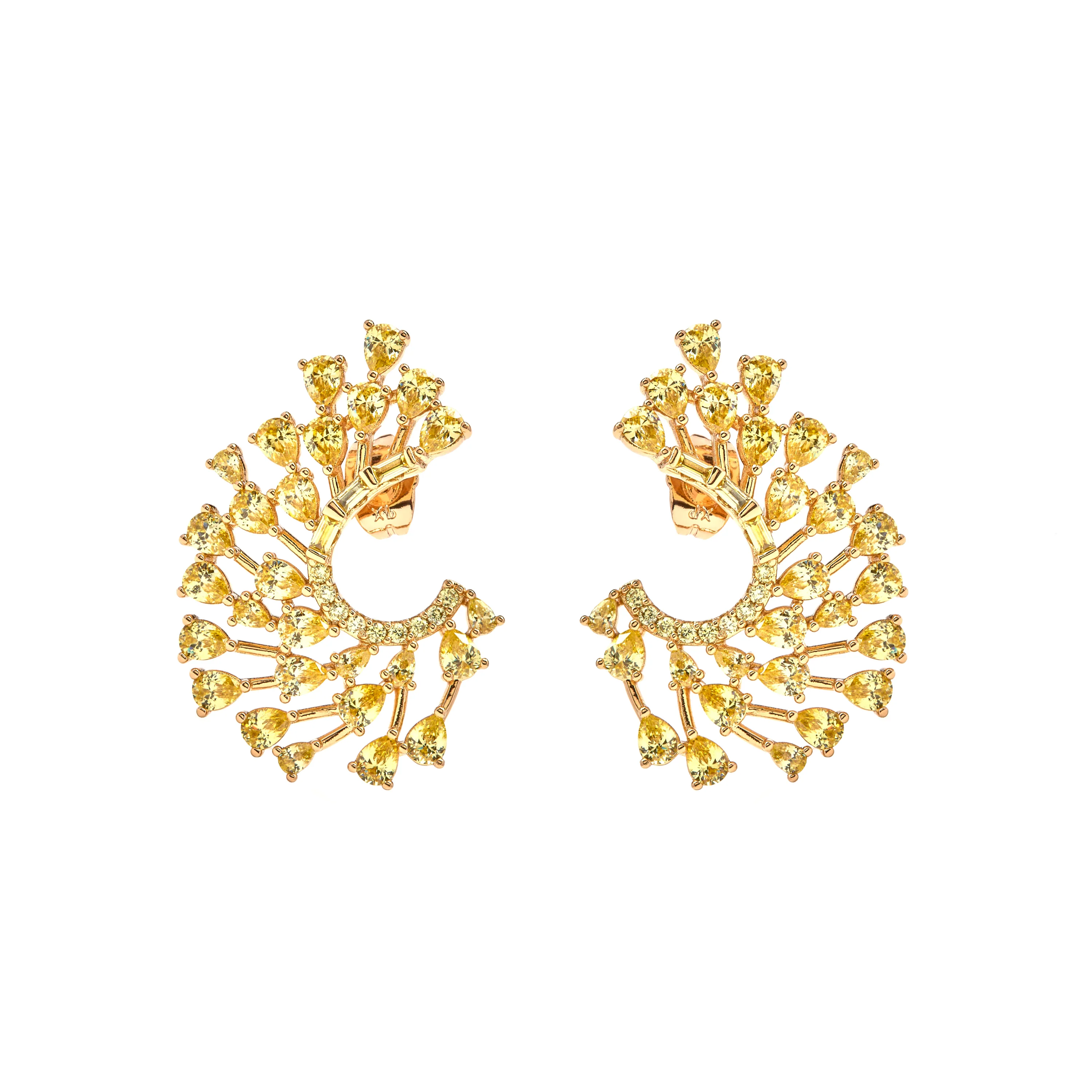 Pendientes de Padparadscha acabado en oro amarillo 18k - Narbel