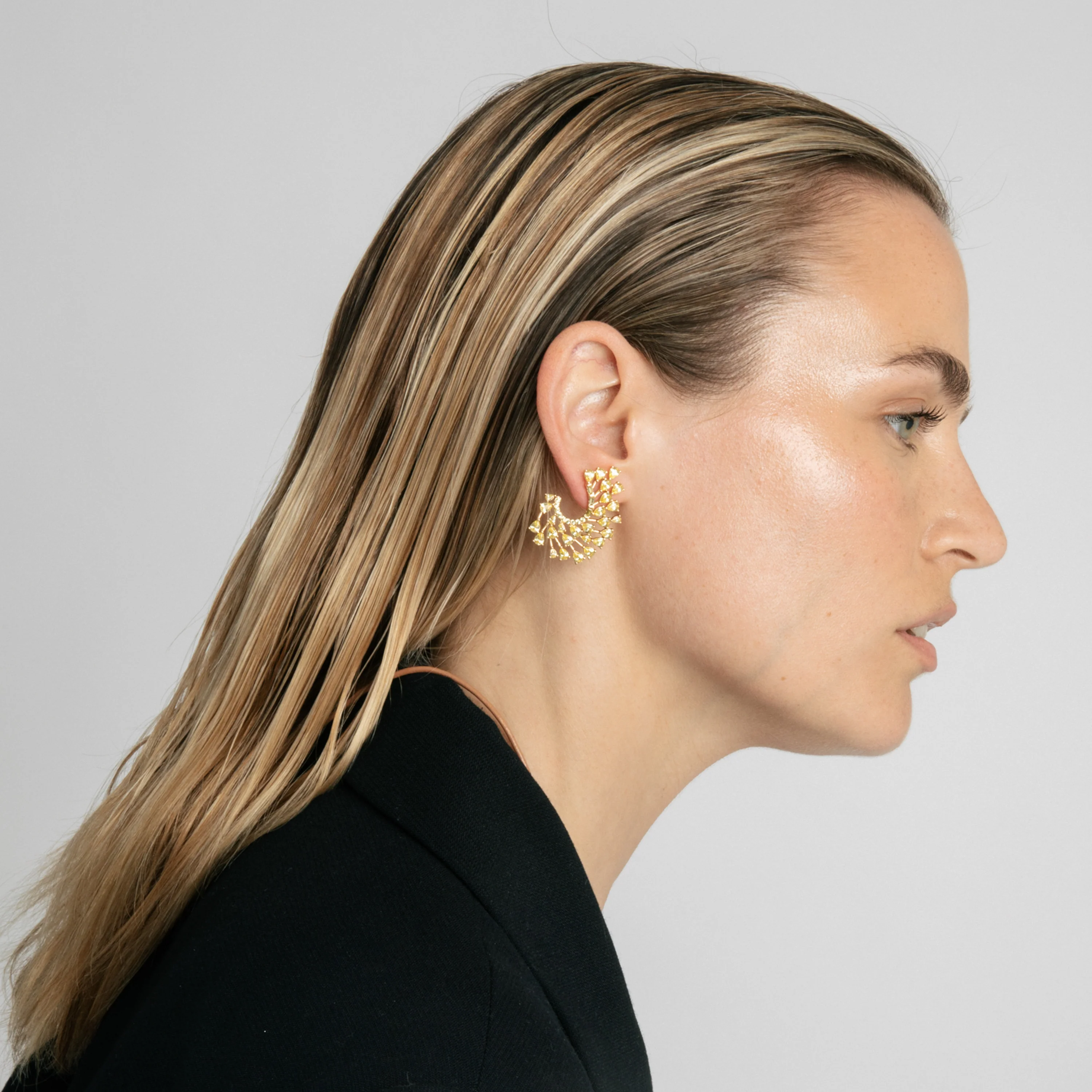 Pendientes de Padparadscha acabado en oro amarillo 18k - Narbel - Image 2