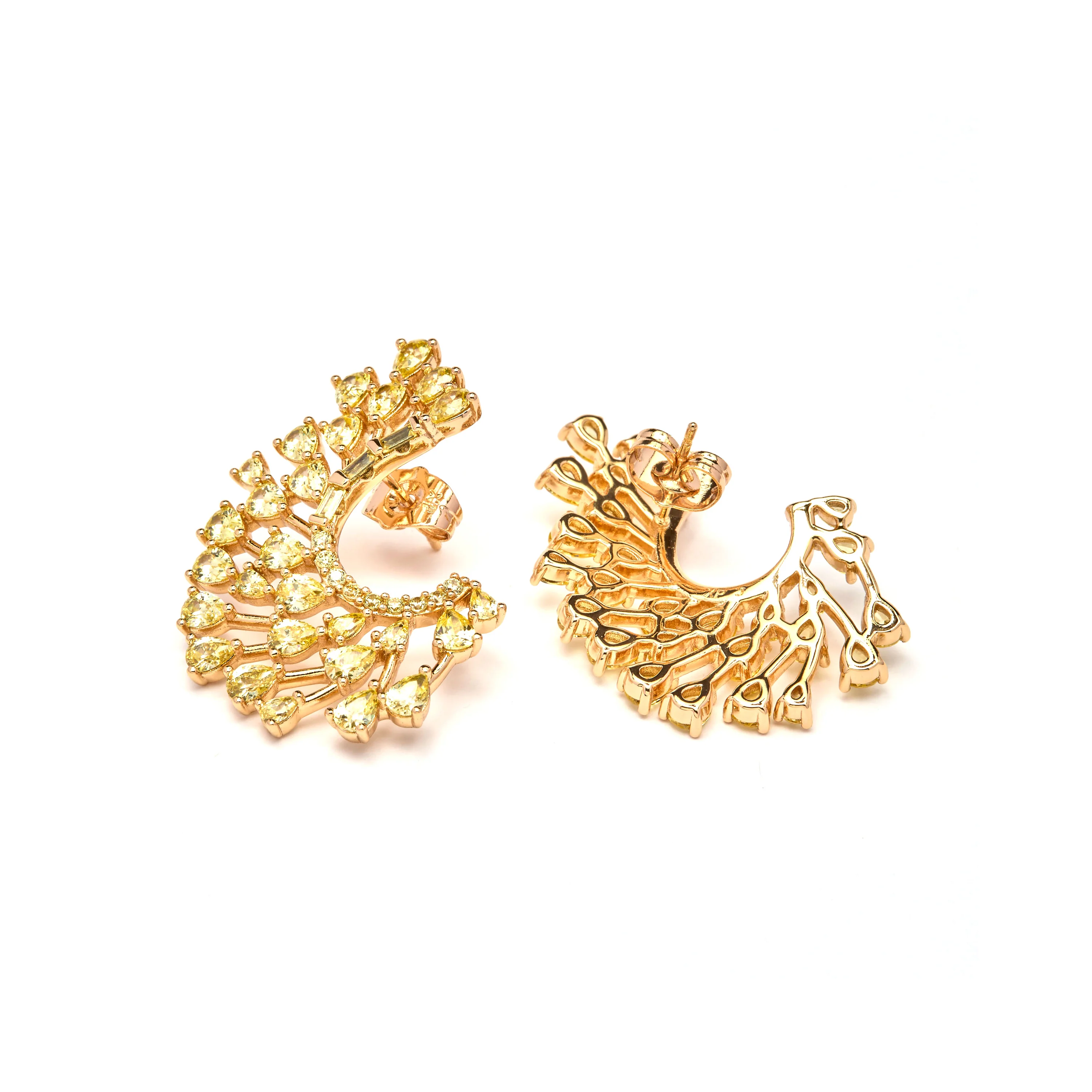 Pendientes de Padparadscha acabado en oro amarillo 18k - Narbel - Image 4
