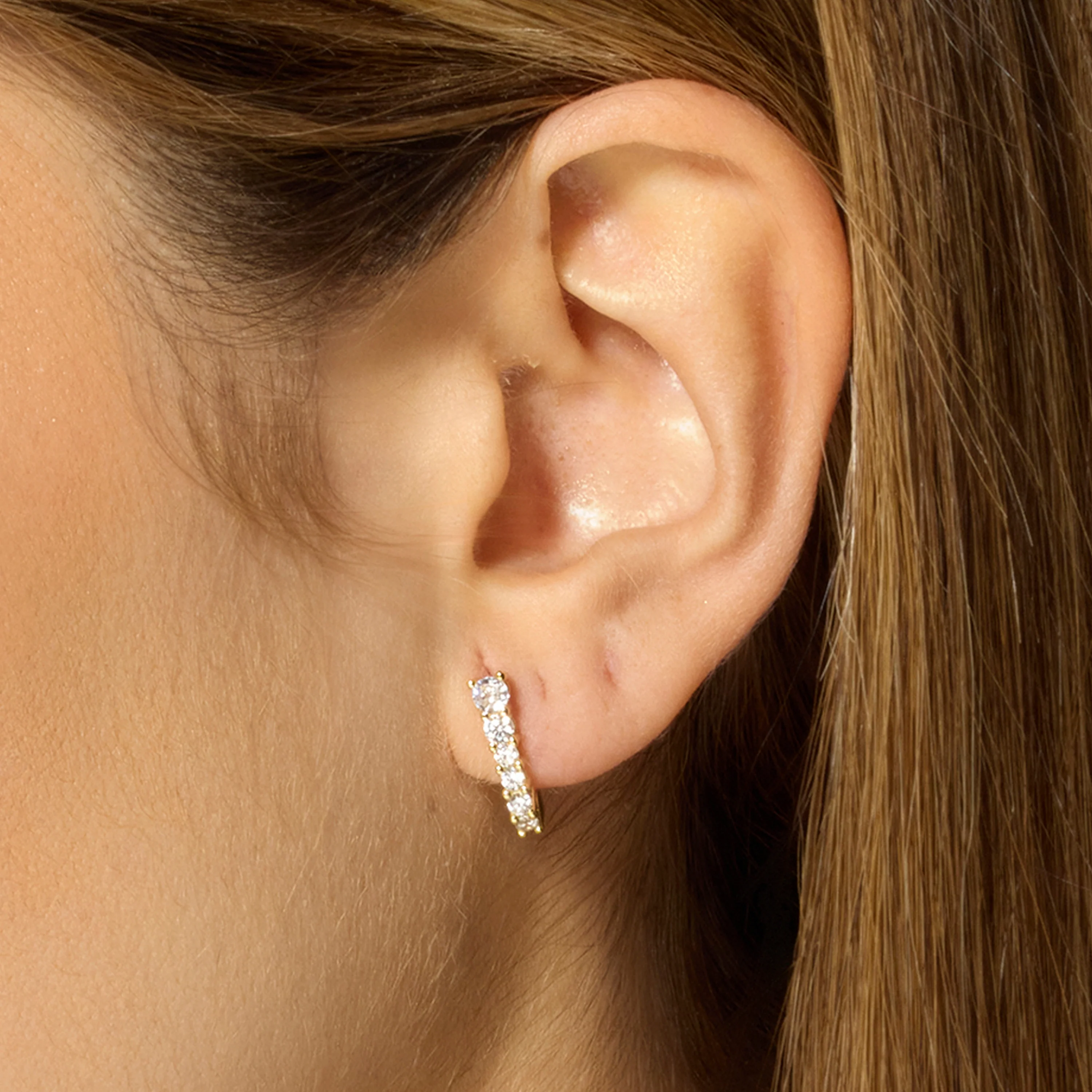 Pendientes de Plata de Ley 925 y Circonita Brillante acabado oro amarillo de 18k - Naswa - Image 4