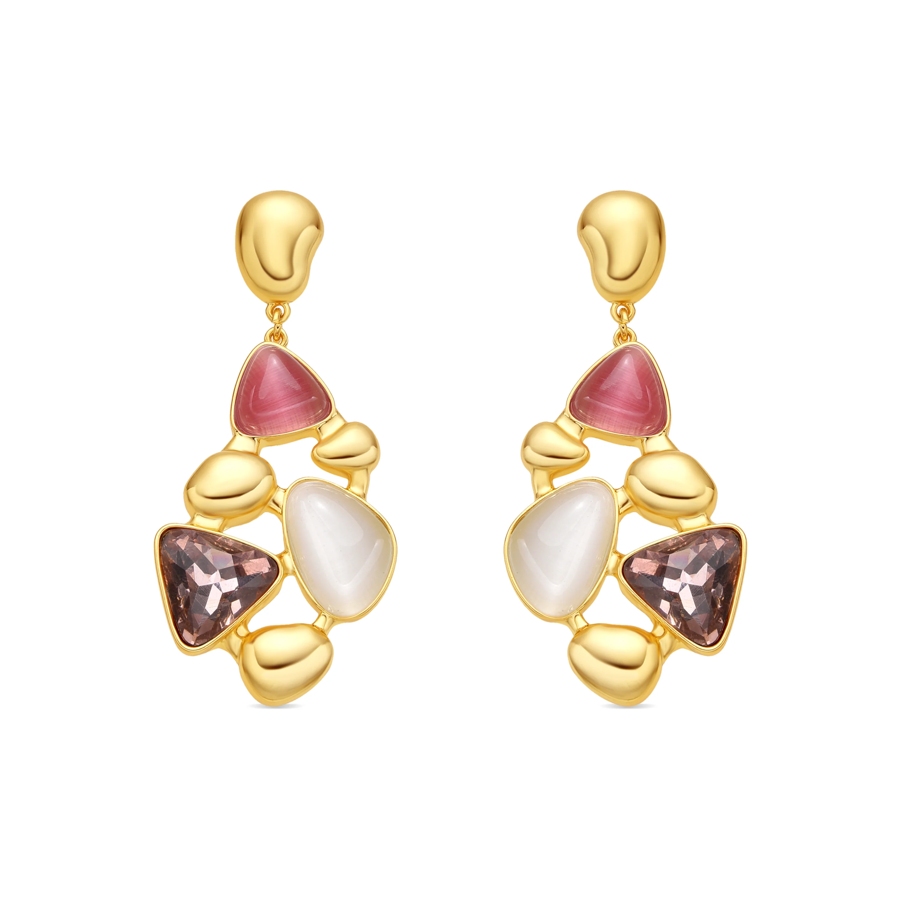 Pendientes acabado oro amarillo de 18k y Cristal Multicolor - Naxmo