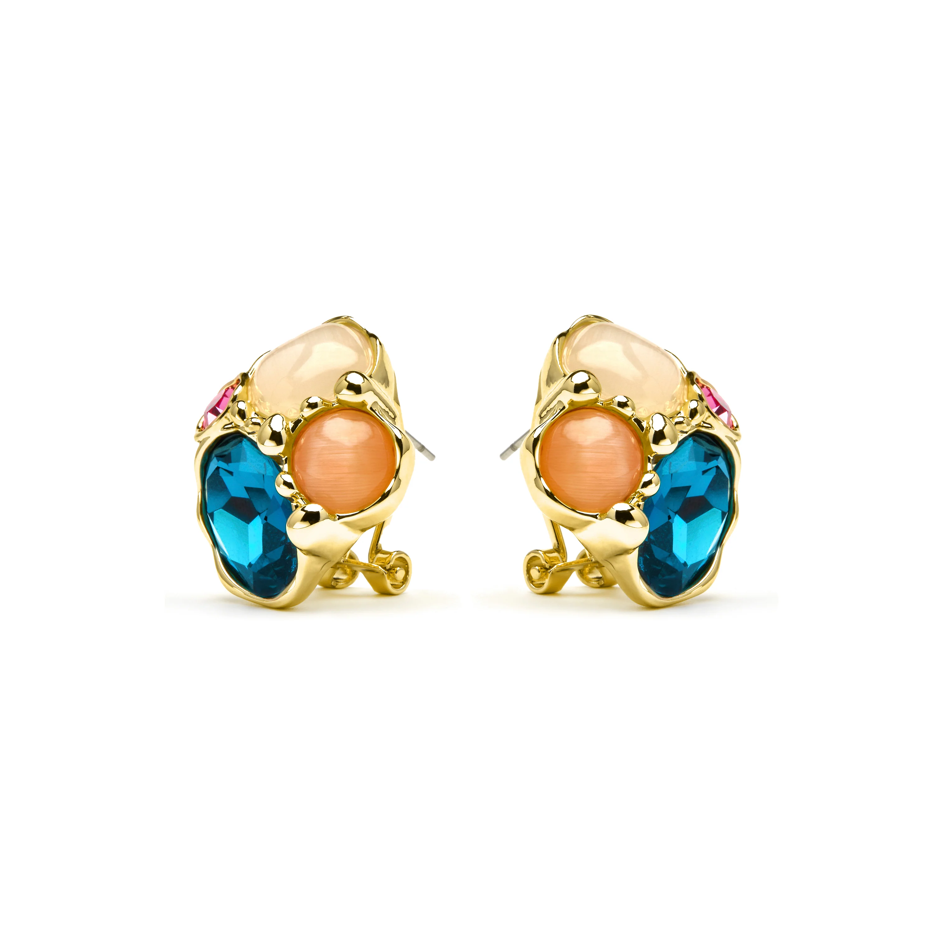 Pendientes Nedla de Cristal Verde acabado oro amarillo de 18k - Image 3