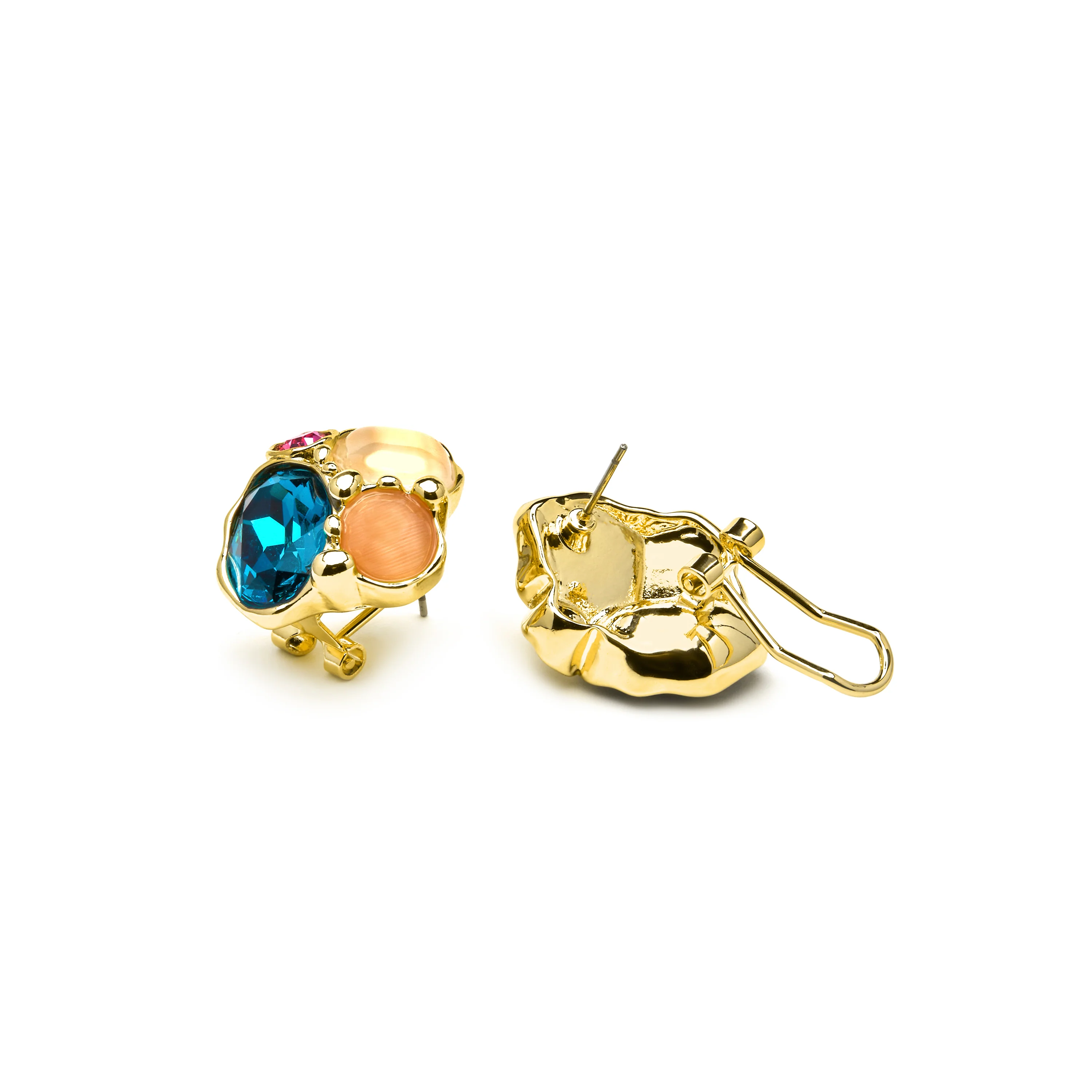 Pendientes Nedla de Cristal Verde acabado oro amarillo de 18k - Image 5