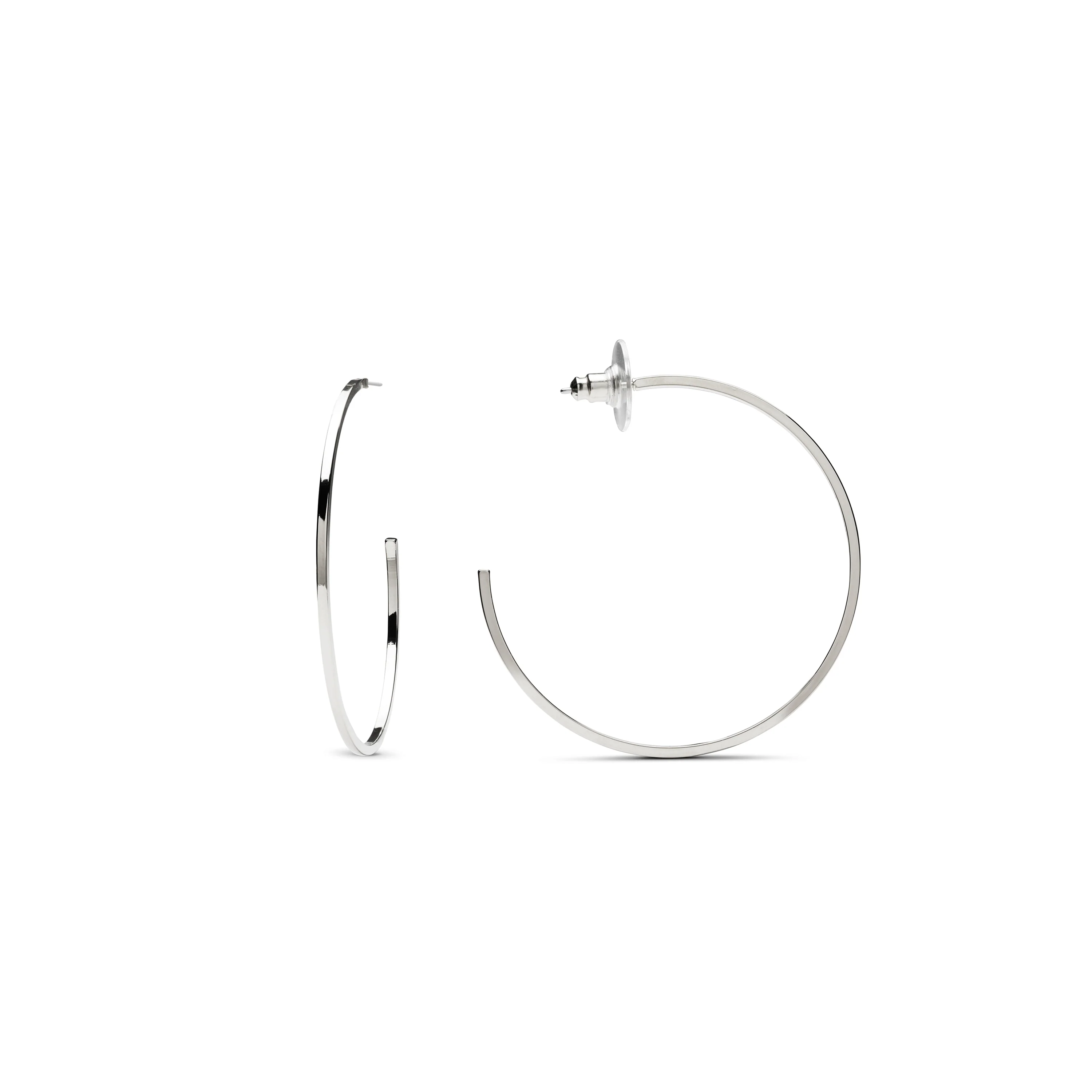 Pendientes de 48mm de diámetro acabados en rodio - Nemar
