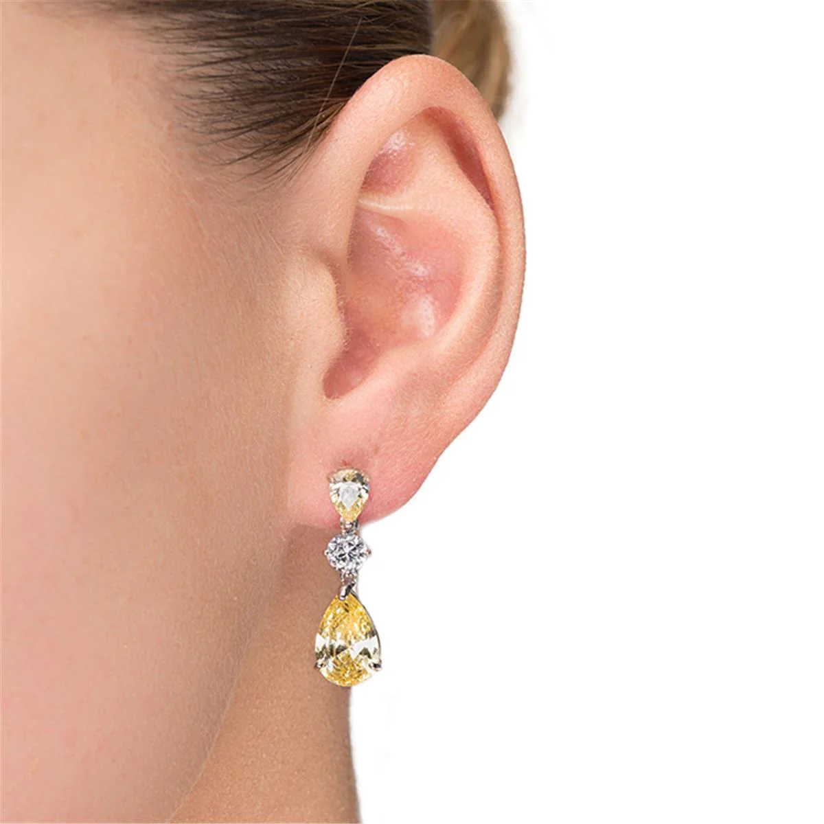 Pendientes Nijack plata y Padparadtcha Cz - Nijack AMARILLO - Image 2