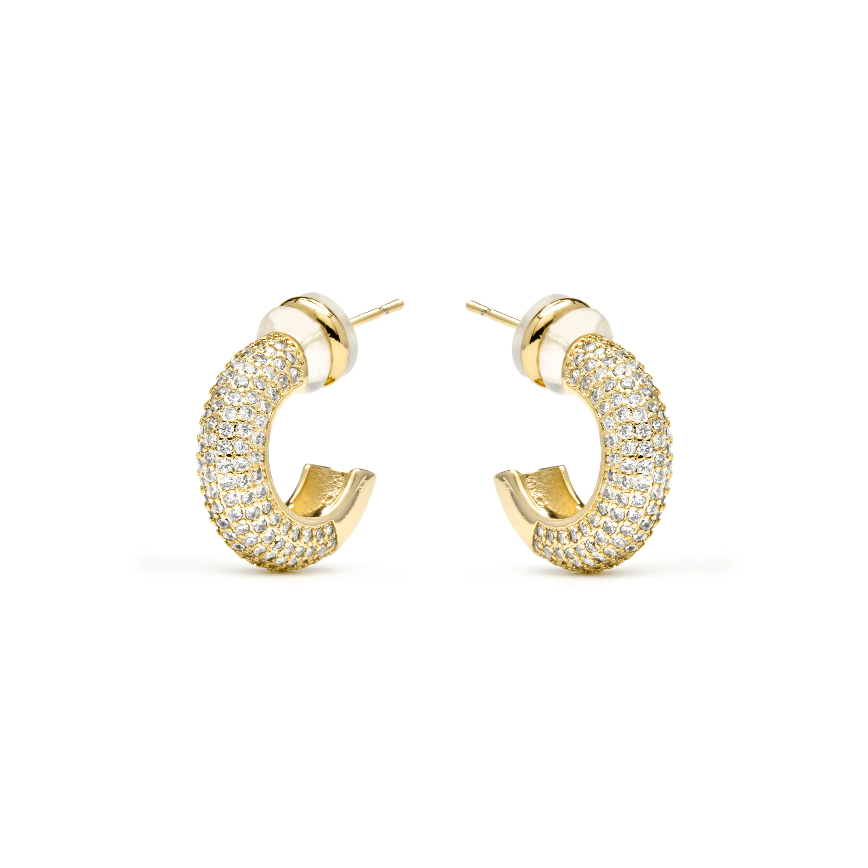 Pendientes acabado oro amarillo de 18k y Circonita Brillante - Niras - Image 3