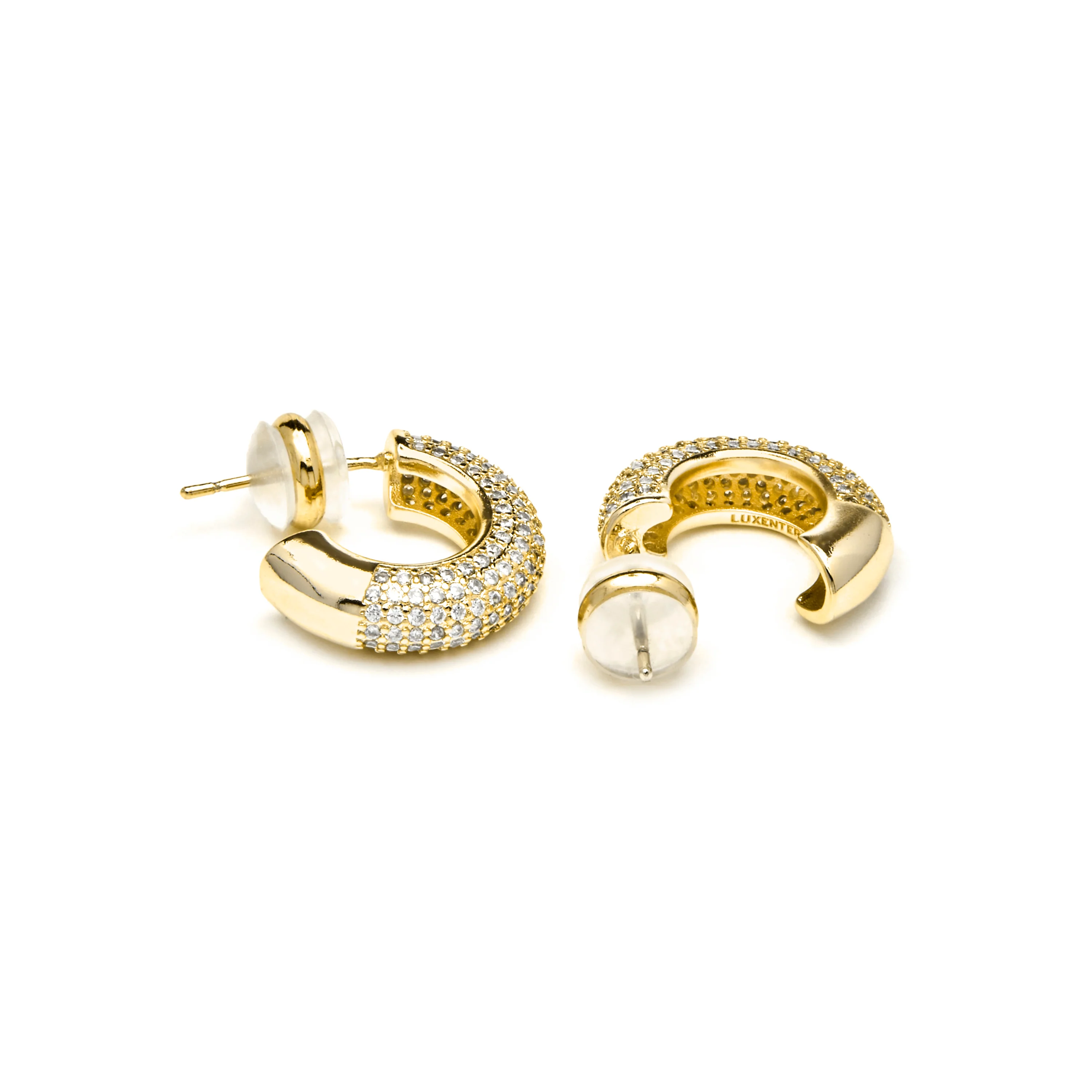 Pendientes acabado oro amarillo de 18k y Circonita Brillante - Niras - Image 4