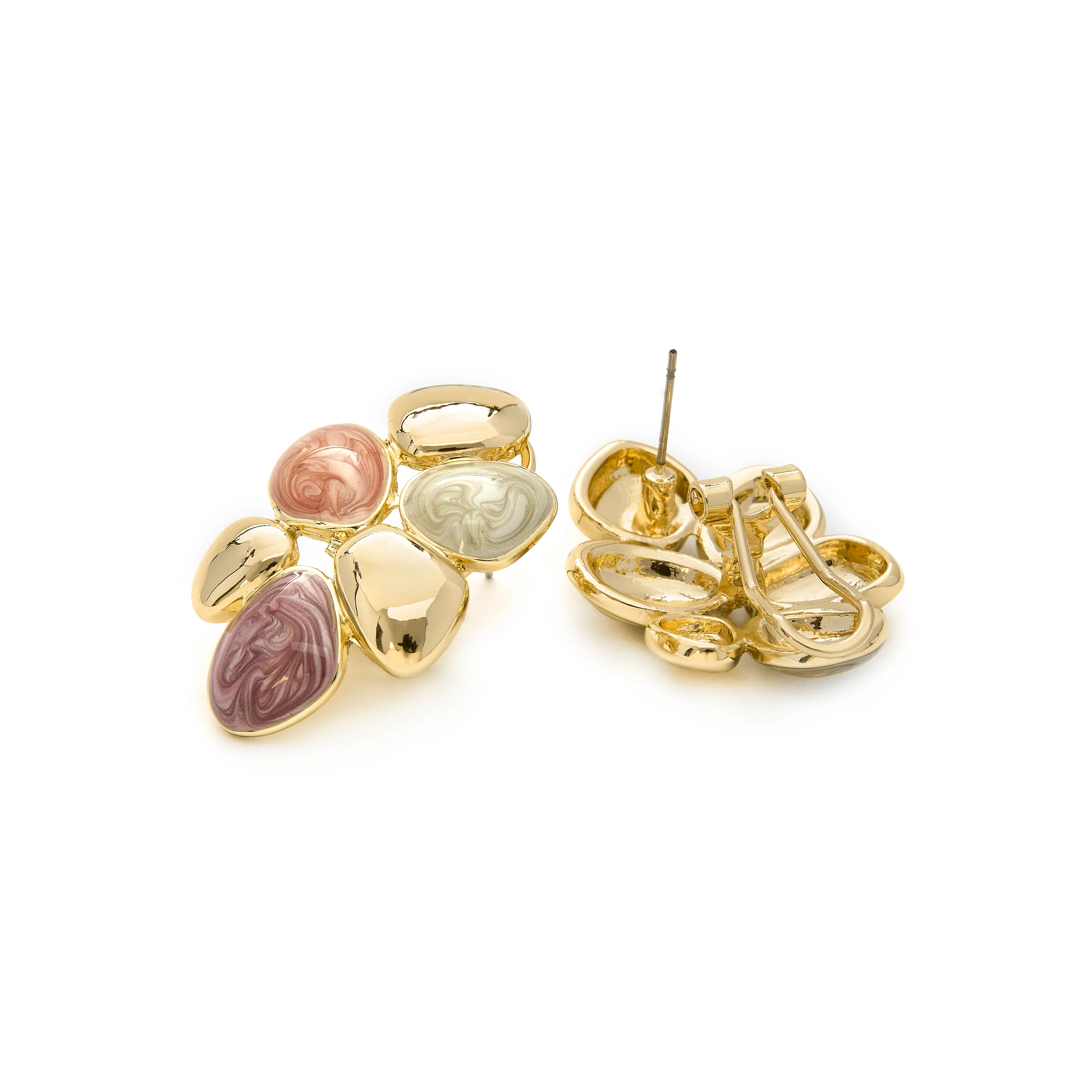 Pendientes de Resina Naranja acabados en oro amarillo 18K - Niro - Image 5